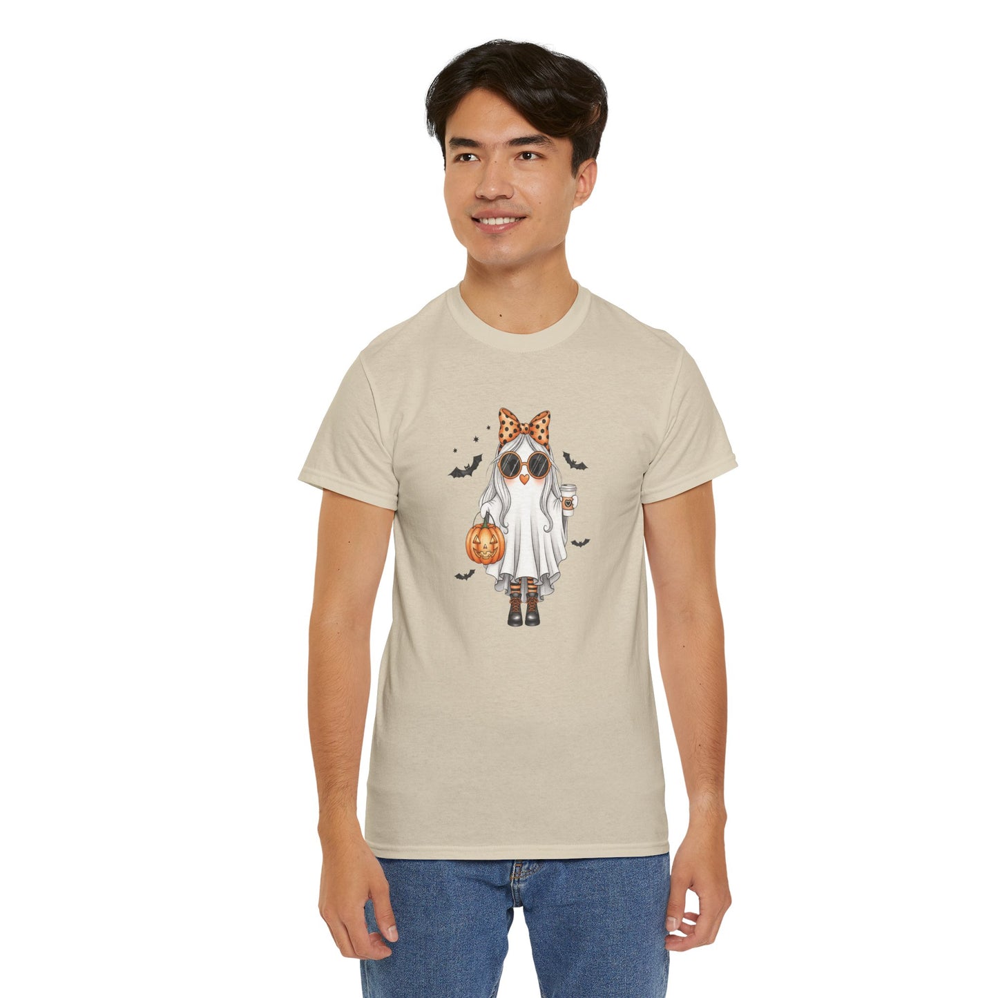 Spooky‑Cute Halloween Ghost Tee | Pumpkin Spice Vibes, Unisex Heavy Cotton Comfort for Fall Fun