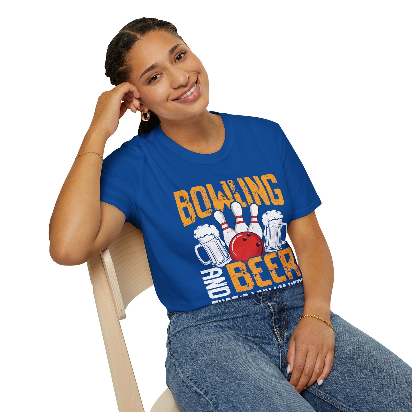 Bowling & Beer Softstyle Tee – Fun Game Night Vibes, All‑Day Comfort, Perfect Gift for Bowlers & Backyard BBQ Fans