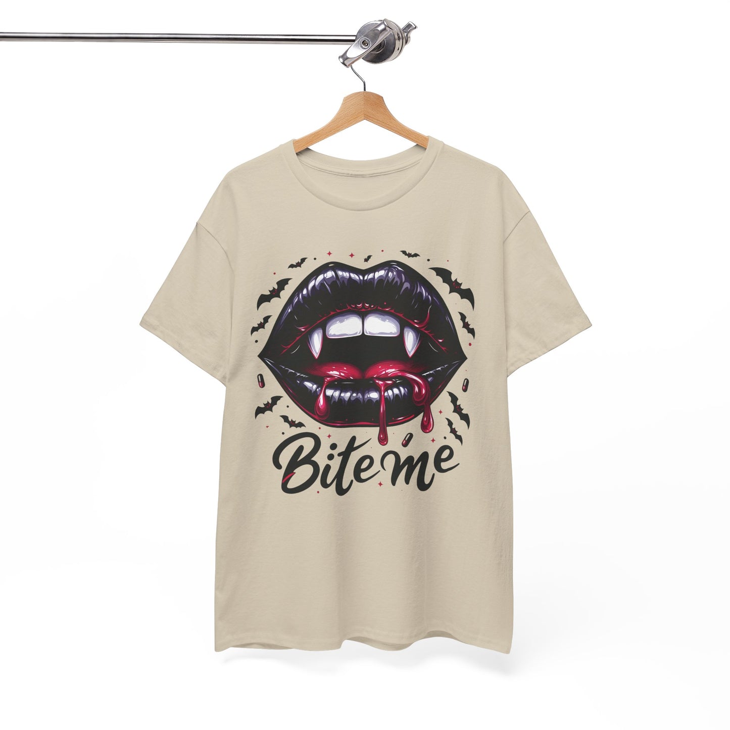 Vampire Bite Graphic Tee – Bold ‘Bite Me’ Halloween Shirt for Horror Fans & Party Nights