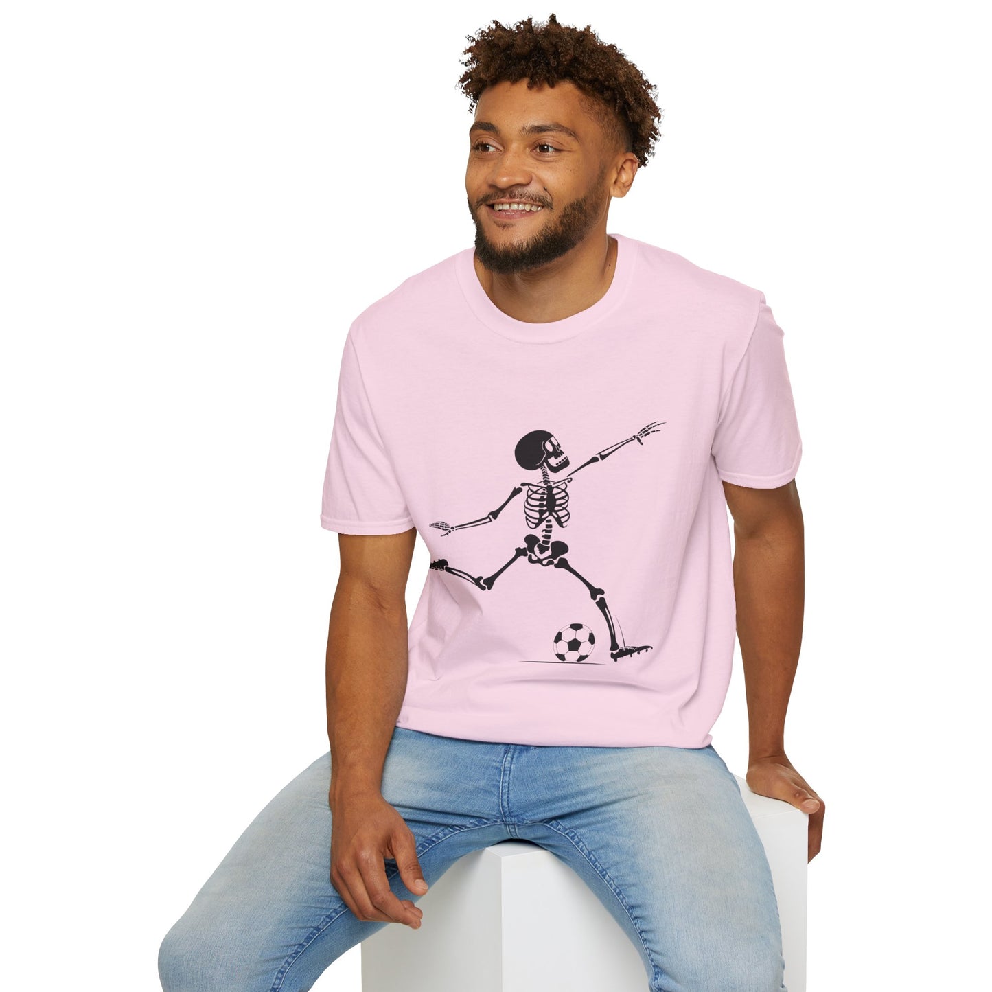 Playful Skeleton Soccer Softstyle Tee – Fun Halloween Vibes, All‑Day Comfort, Perfect Gift for Soccer Lovers & Party Nights