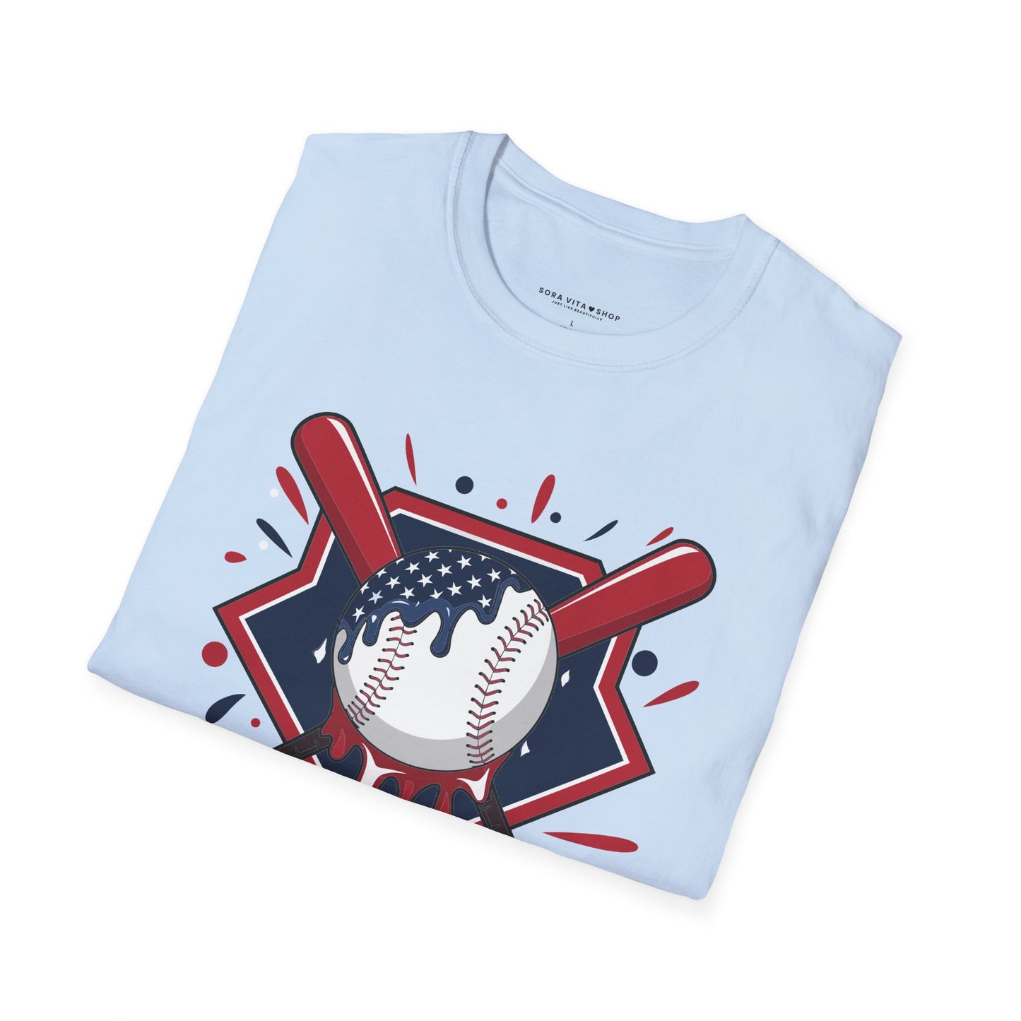 Patriotic Baseball Softstyle Tee – All‑Day Comfort, Game‑Day Pride, Perfect 4th of July & Father’s Day Gift