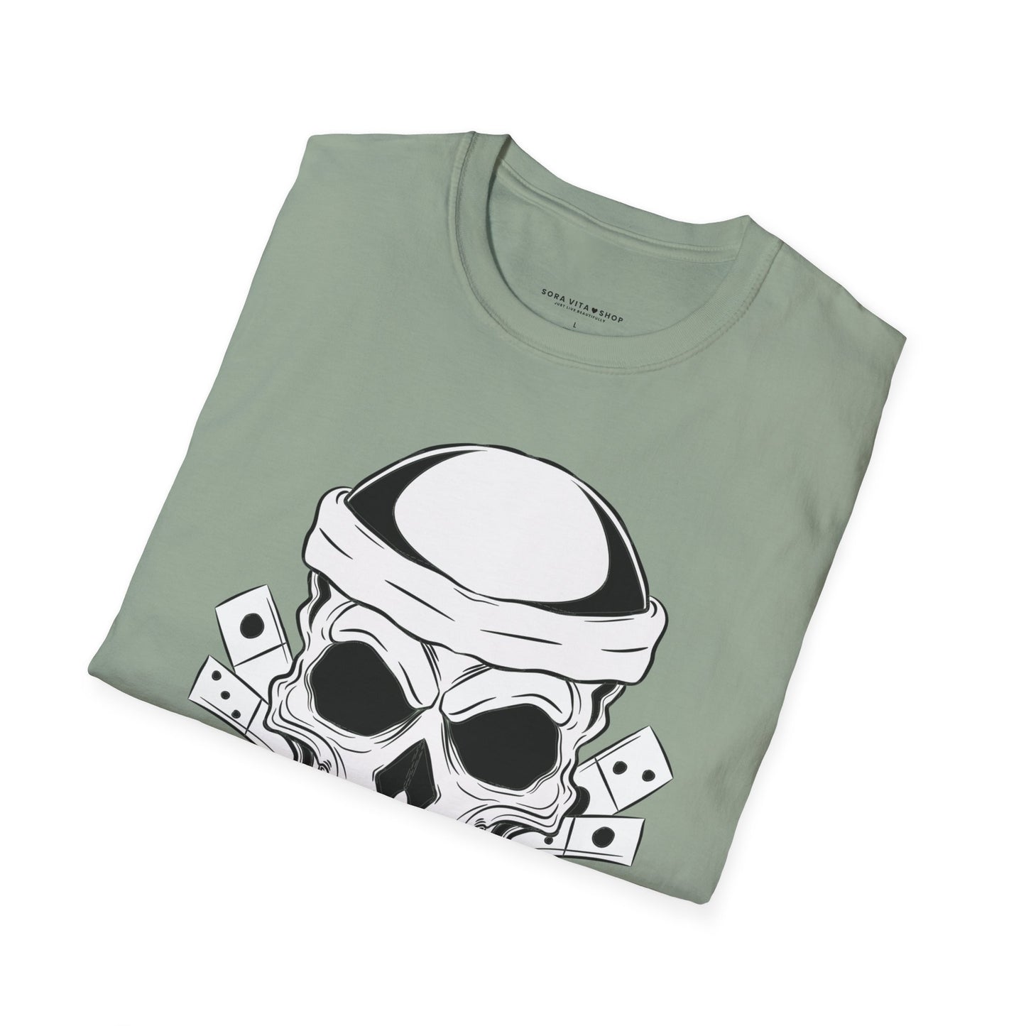 Skull & Dice Graphic T‑Shirt Unisex Softstyle Tee for Gamers, Halloween Nights & Everyday Bold Style