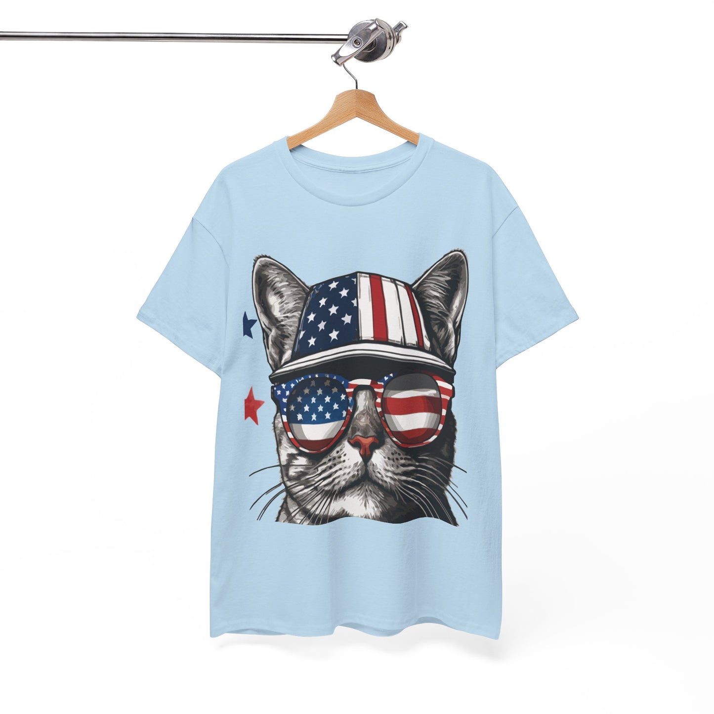 Patriotic Cat T‑Shirt – Festive USA Sunglasses Tee for Proud Pet Lovers & Summer Celebrations