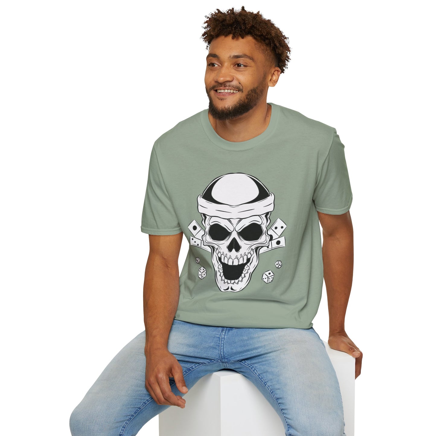 Skull & Dice Graphic T‑Shirt Unisex Softstyle Tee for Gamers, Halloween Nights & Everyday Bold Style