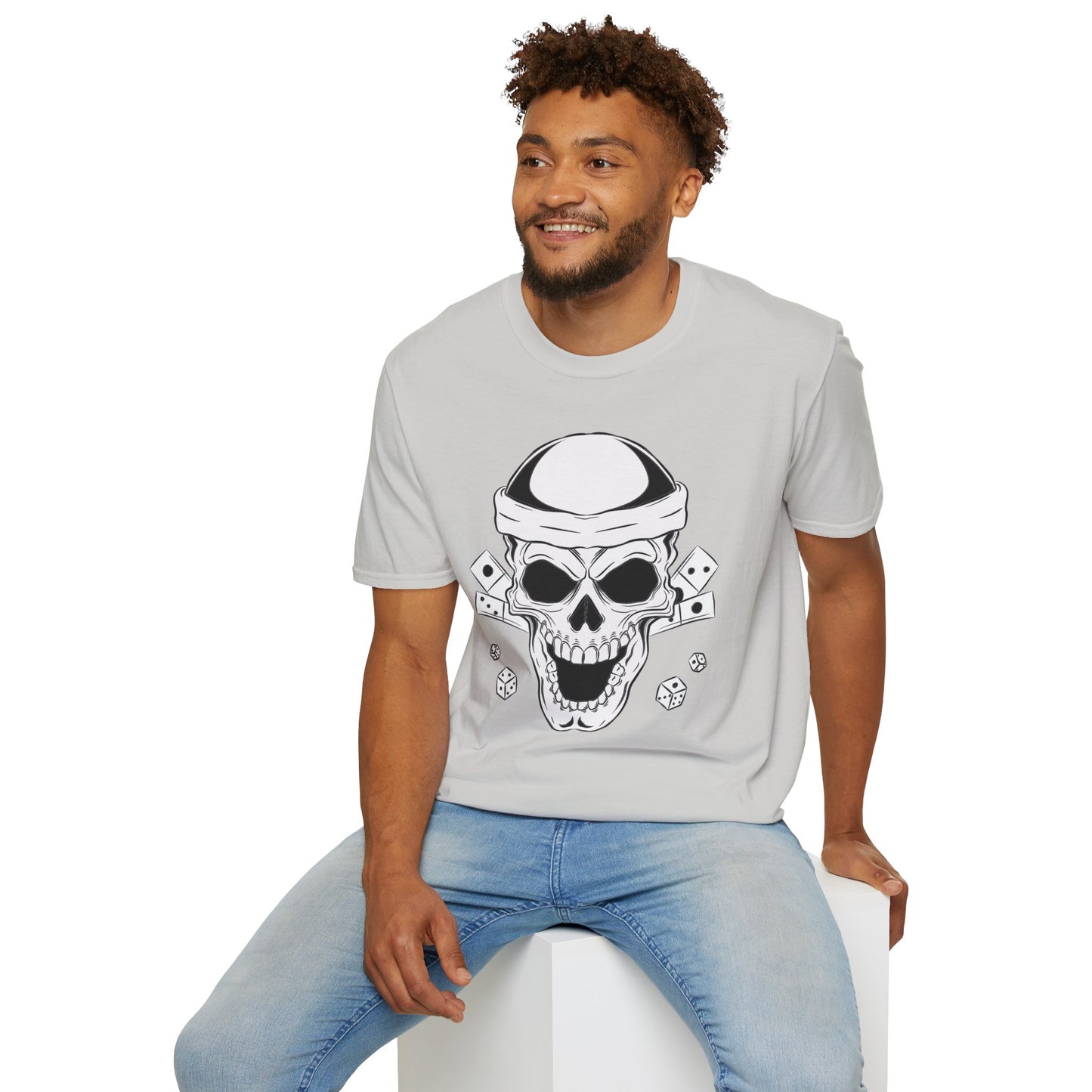 Skull & Dice Graphic T‑Shirt Unisex Softstyle Tee for Gamers, Halloween Nights & Everyday Bold Style