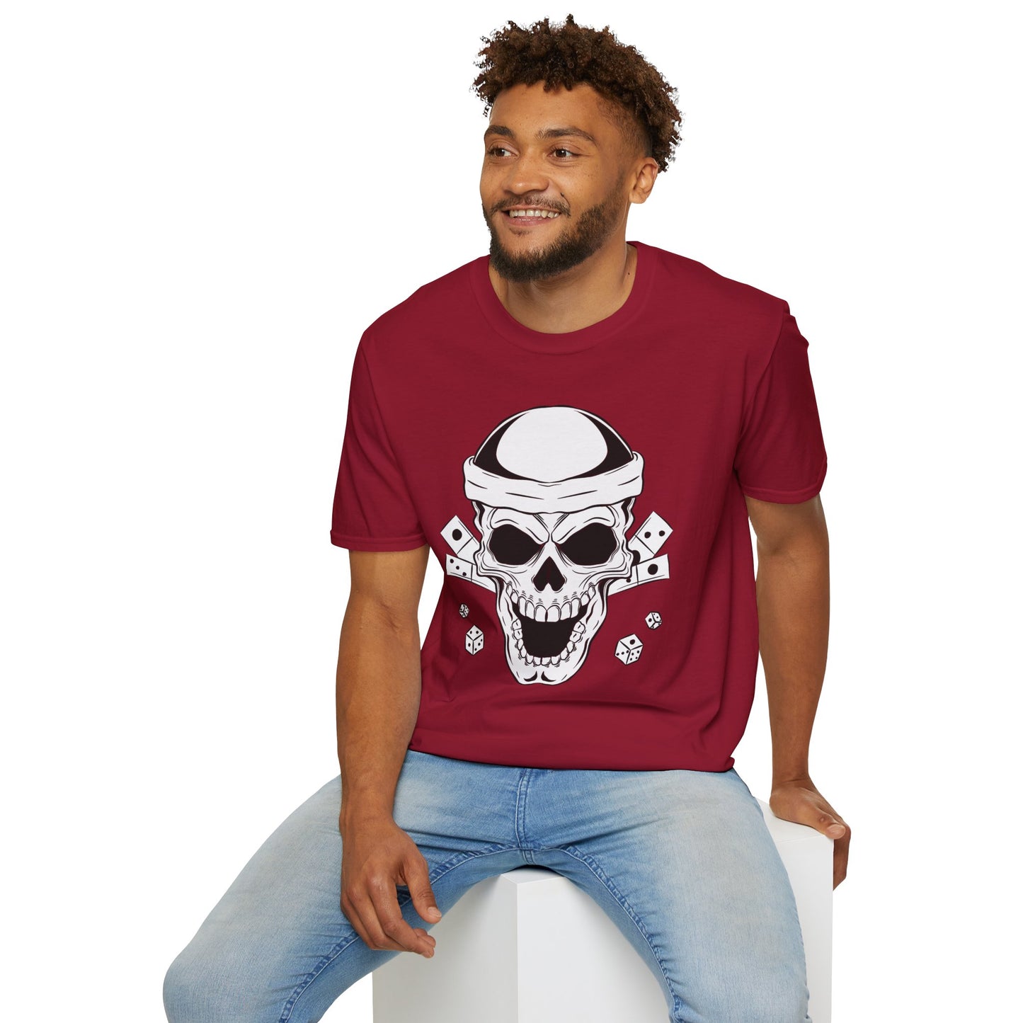 Skull & Dice Graphic T‑Shirt Unisex Softstyle Tee for Gamers, Halloween Nights & Everyday Bold Style