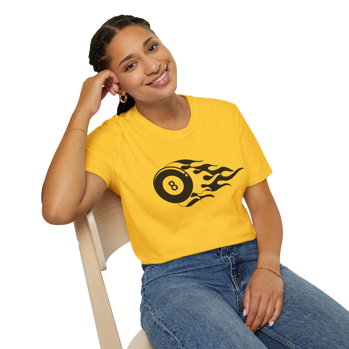 Flame Tattoo 8‑Ball Softstyle Tee – Vintage Billiards Vibes, All‑Day Comfort, Perfect Gift for Pool Lovers & Game Night Legends