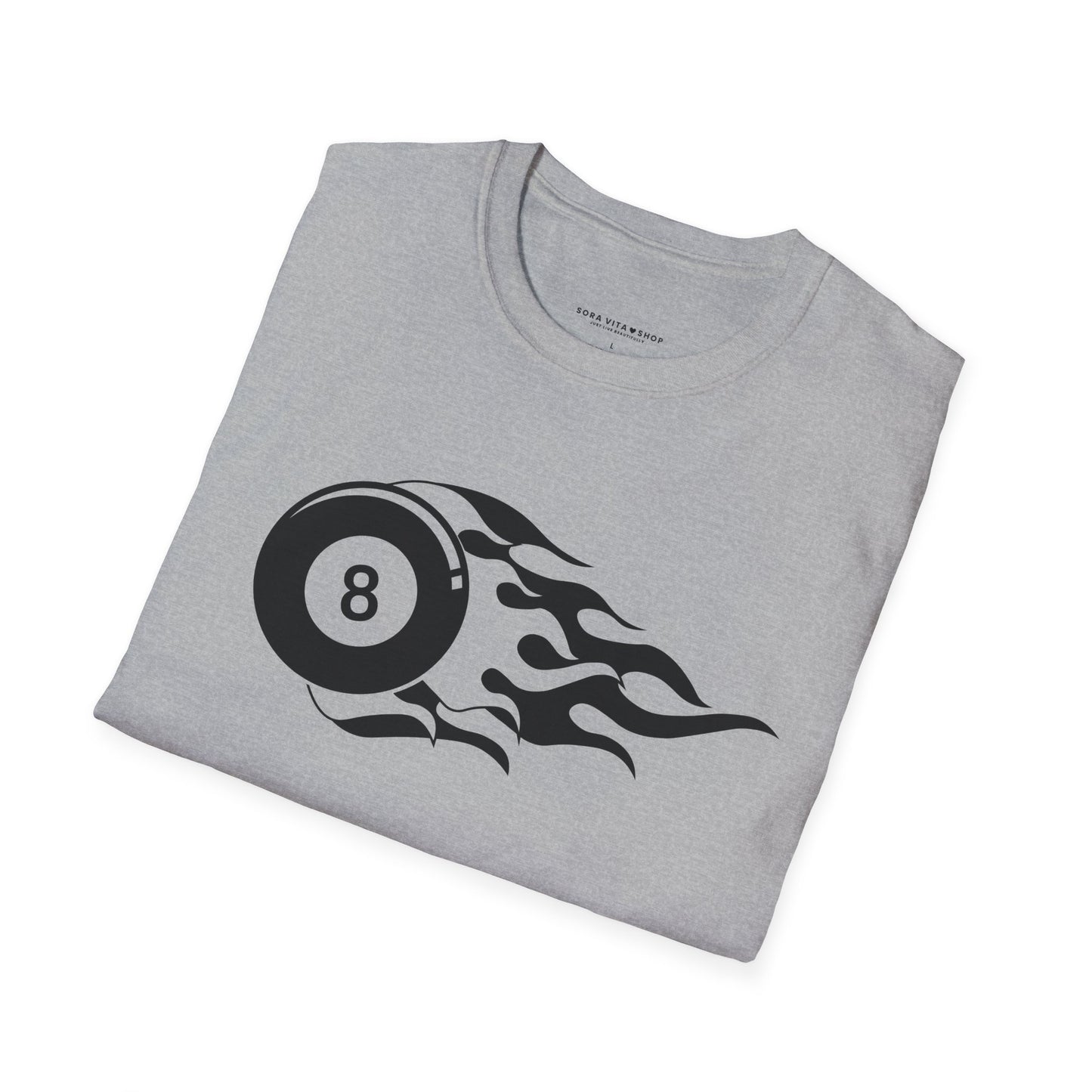 Flame Tattoo 8‑Ball Softstyle Tee – Vintage Billiards Vibes, All‑Day Comfort, Perfect Gift for Pool Lovers & Game Night Legends