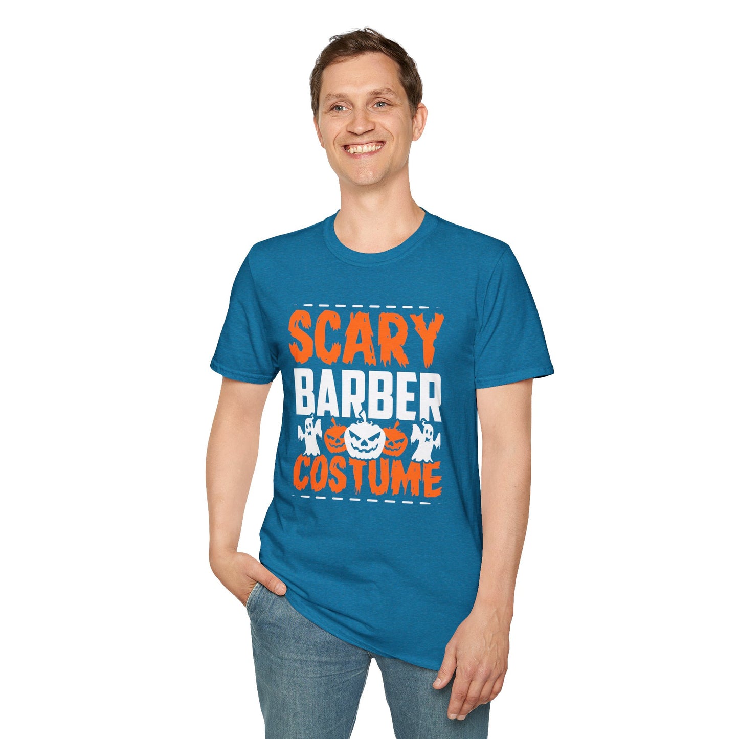 Halloween Scary Barber Tee – Funny Spooky Costume Shirt for Parties, Barbers & Hair Enthusiasts