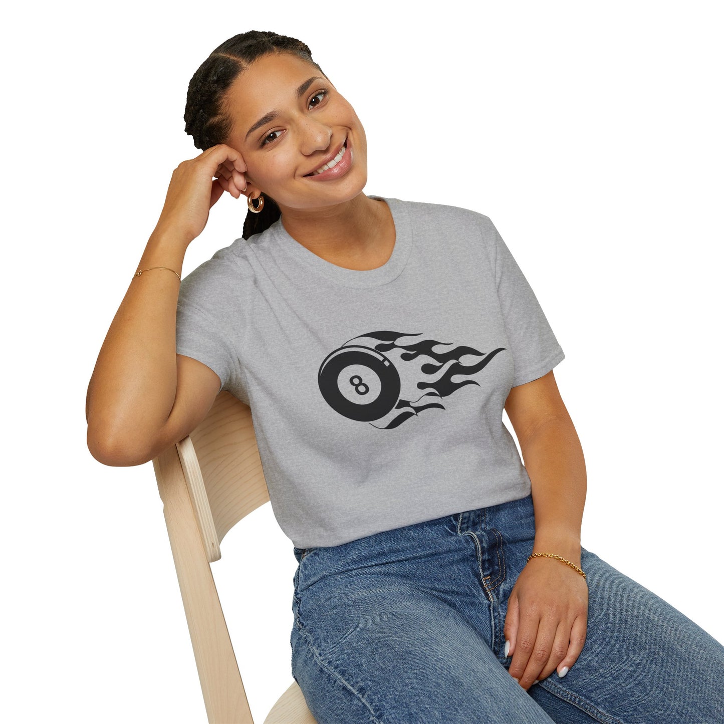Flame Tattoo 8‑Ball Softstyle Tee – Vintage Billiards Vibes, All‑Day Comfort, Perfect Gift for Pool Lovers & Game Night Legends