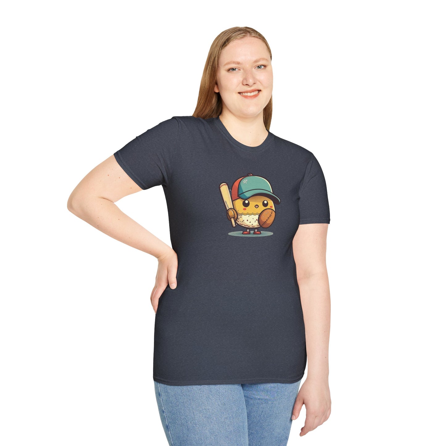 Playful Baseball Chick Softstyle Tee 🐥⚾ | Cute Unisex Comfort for Sports Lovers, Spring Fun & Everyday Style
