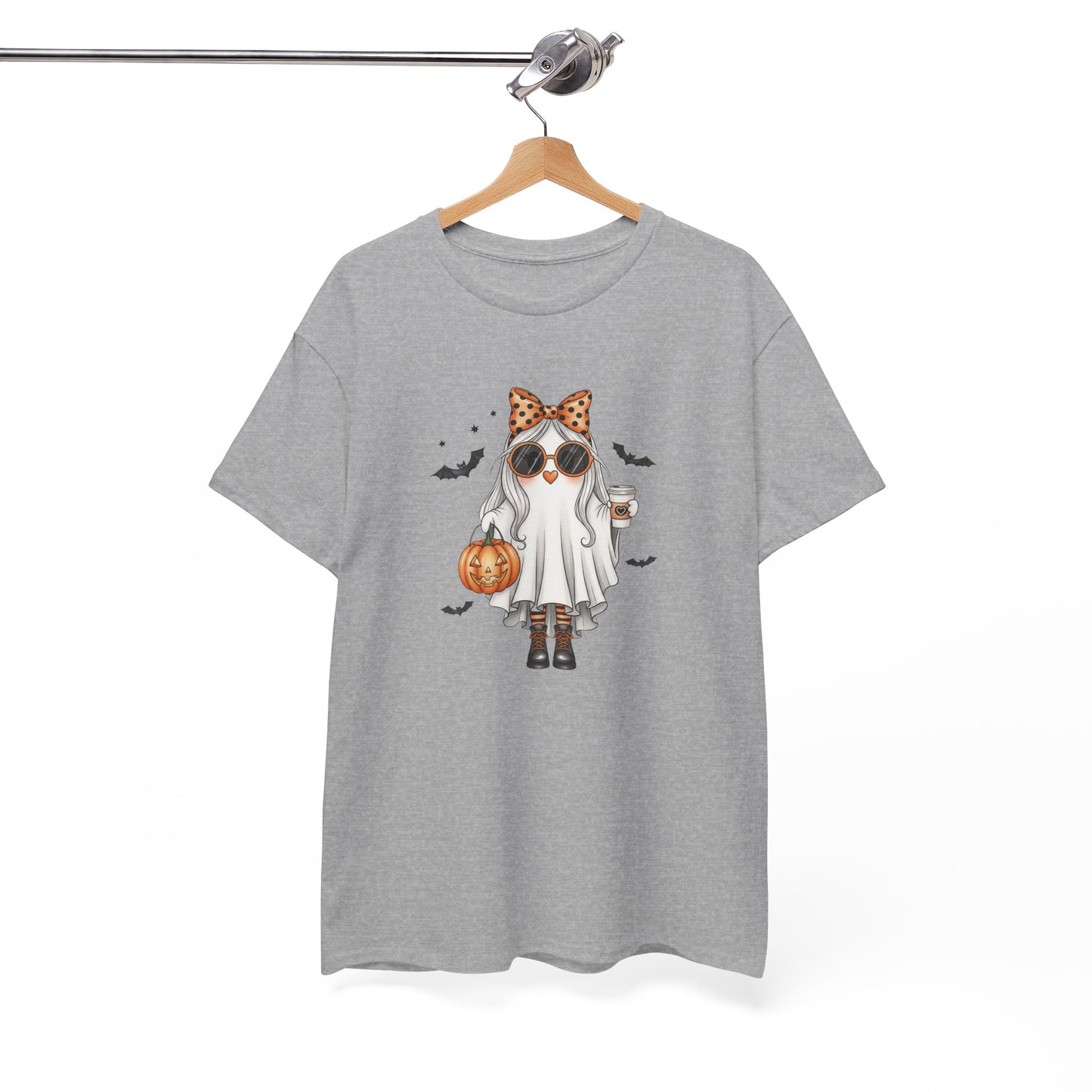 Spooky‑Cute Halloween Ghost Tee | Pumpkin Spice Vibes, Unisex Heavy Cotton Comfort for Fall Fun