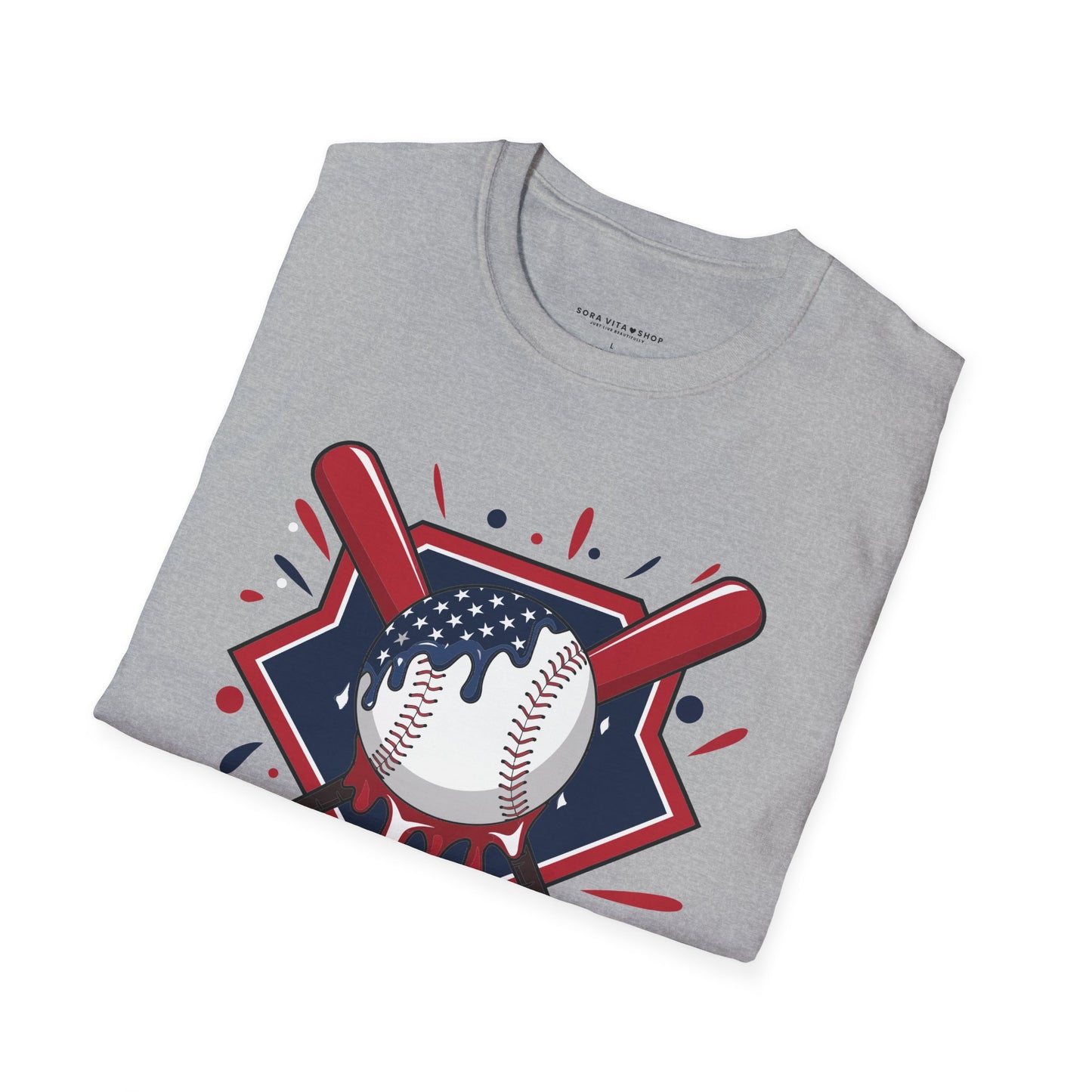 Patriotic Baseball Softstyle Tee – All‑Day Comfort, Game‑Day Pride, Perfect 4th of July & Father’s Day Gift