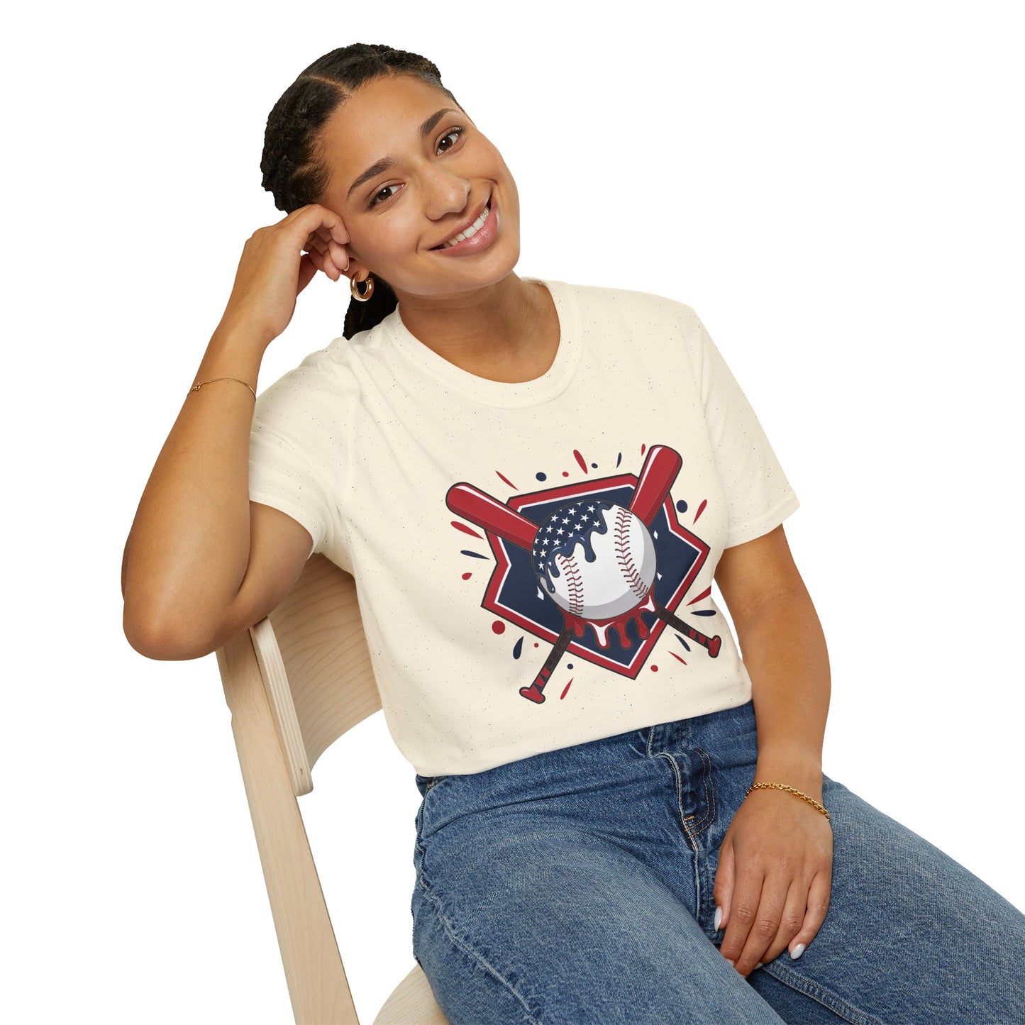Patriotic Baseball Softstyle Tee – All‑Day Comfort, Game‑Day Pride, Perfect 4th of July & Father’s Day Gift