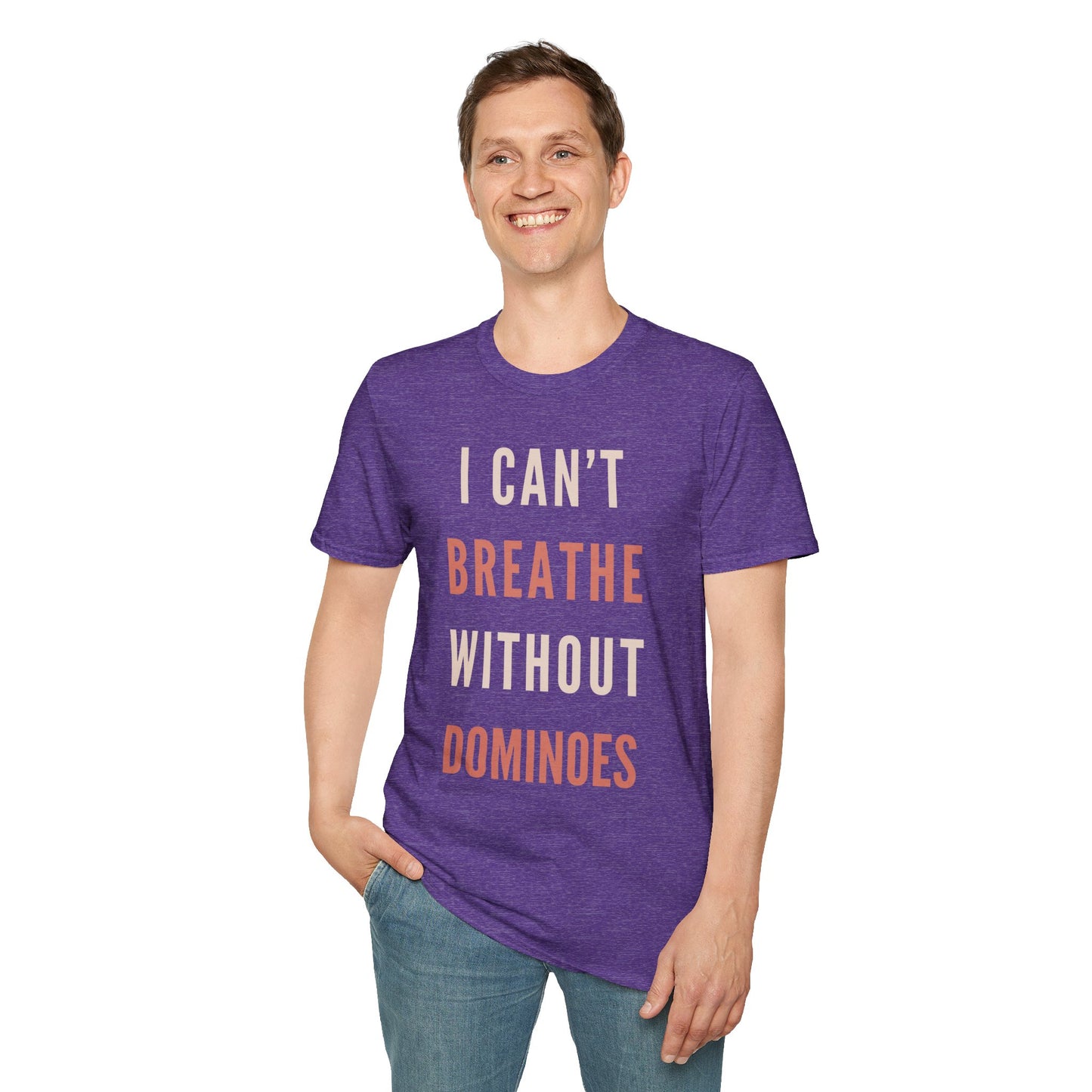 I Can’t Breathe Without Dominoes Tee – Funny Food Lover & Game Night Graphic Shirt