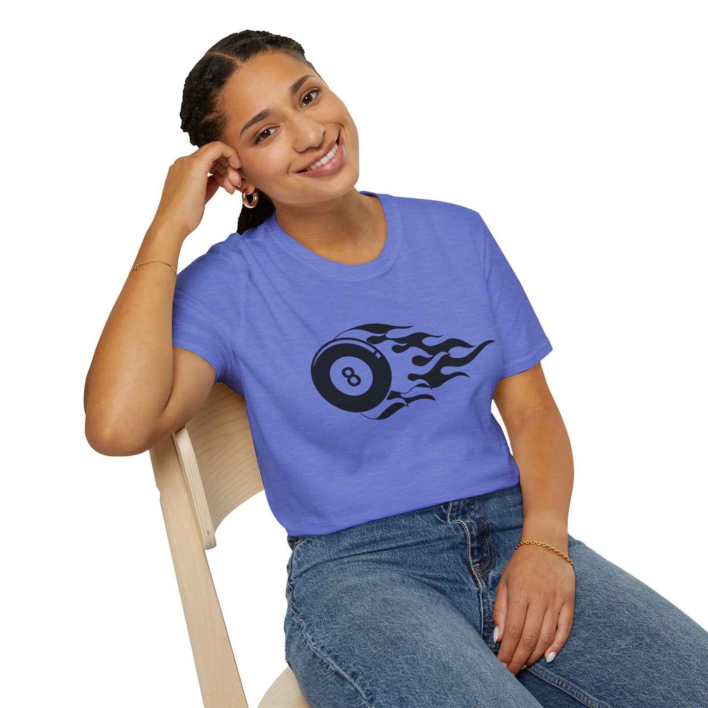 Flame Tattoo 8‑Ball Softstyle Tee – Vintage Billiards Vibes, All‑Day Comfort, Perfect Gift for Pool Lovers & Game Night Legends