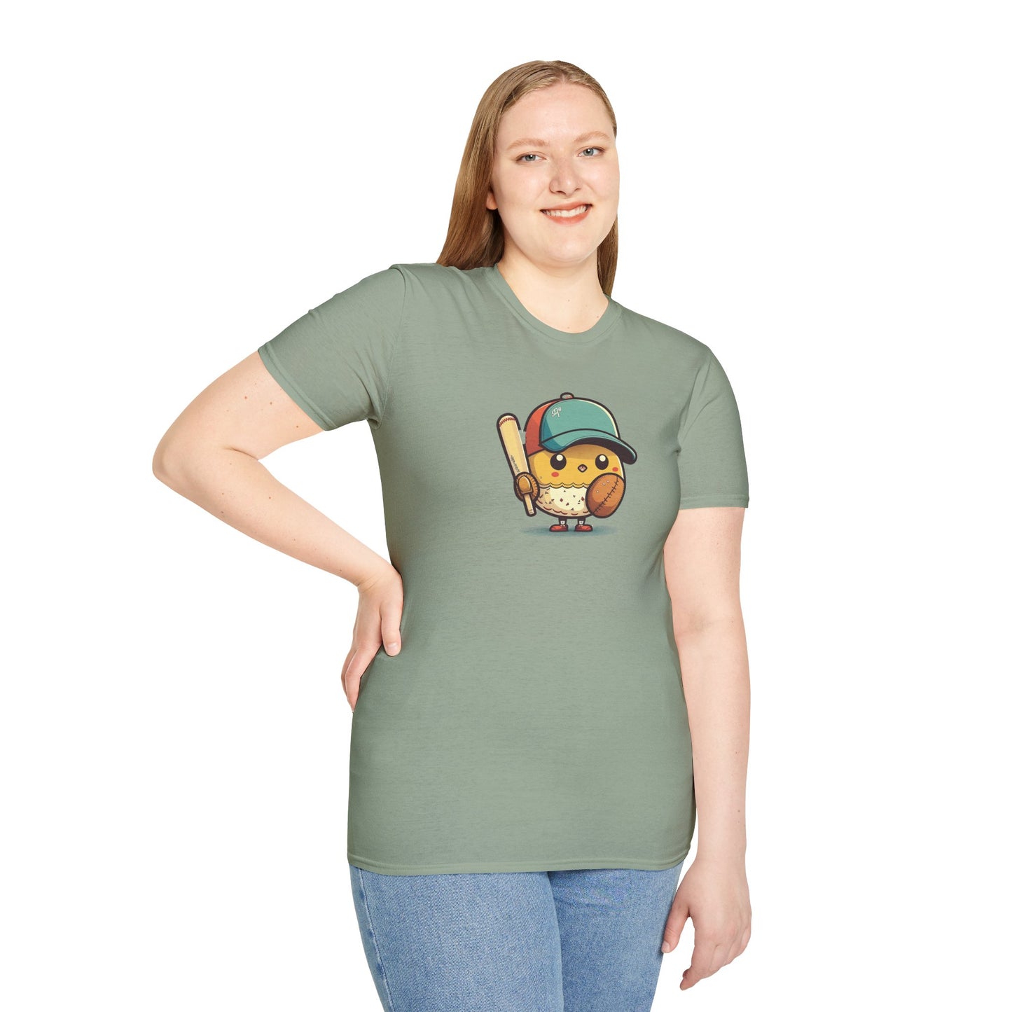 Playful Baseball Chick Softstyle Tee 🐥⚾ | Cute Unisex Comfort for Sports Lovers, Spring Fun & Everyday Style