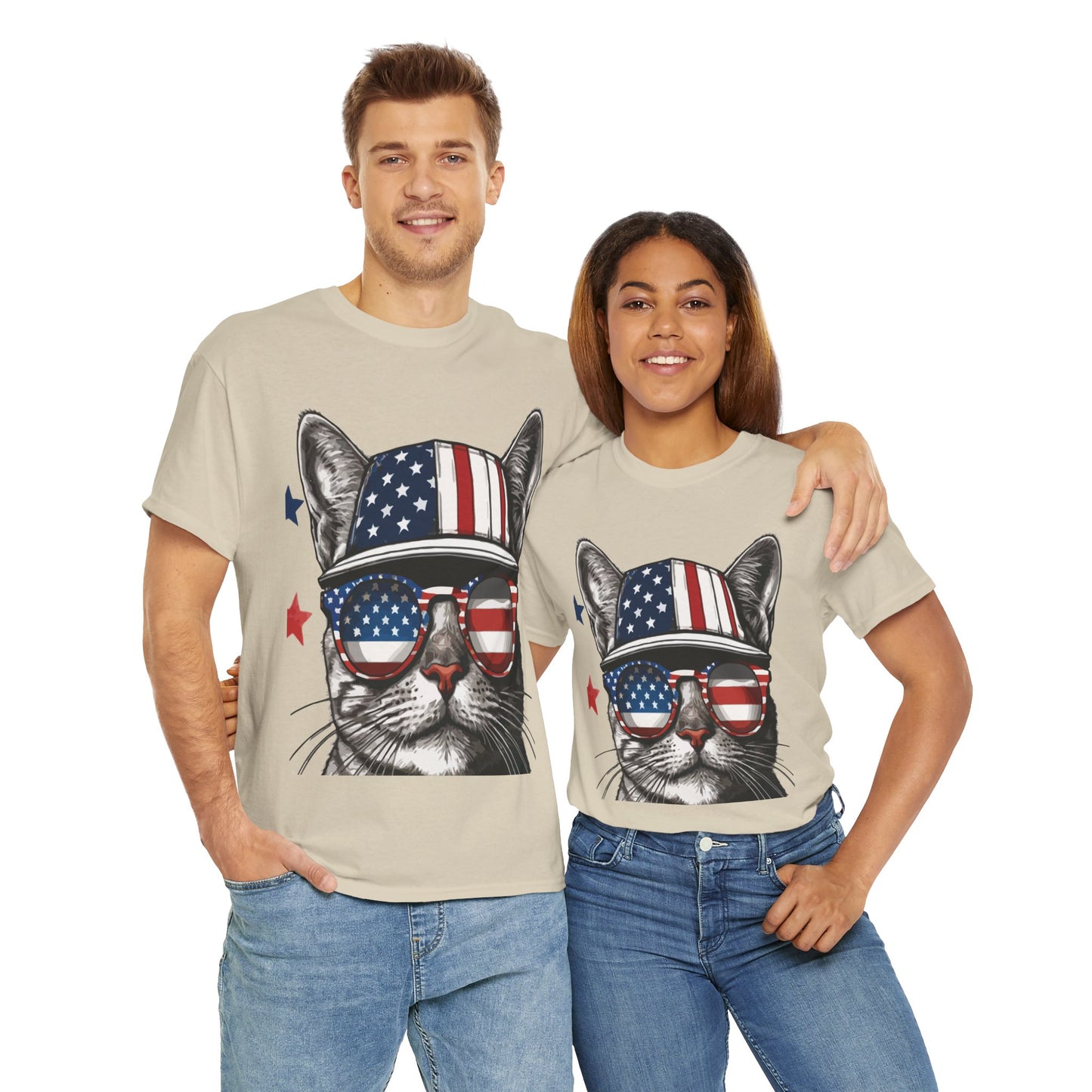 Patriotic Cat T‑Shirt – Festive USA Sunglasses Tee for Proud Pet Lovers & Summer Celebrations