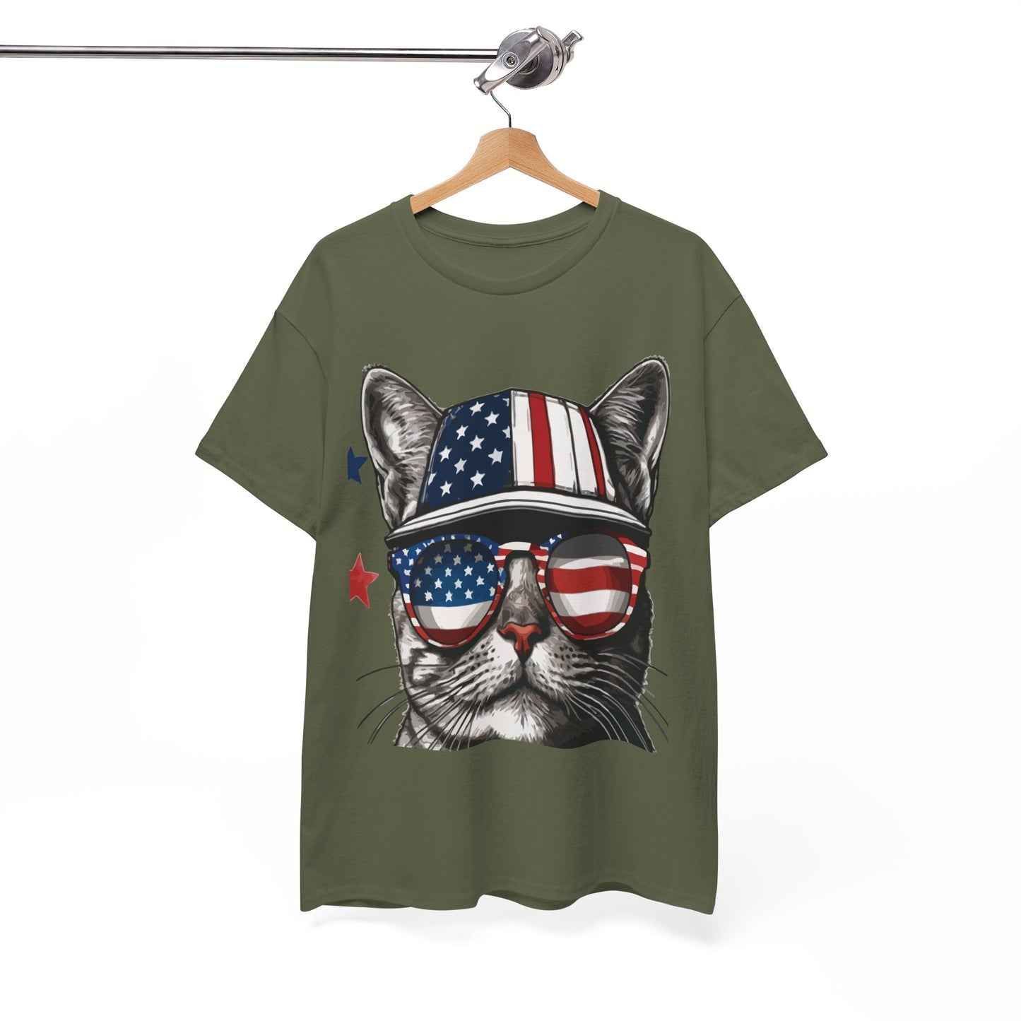 Patriotic Cat T‑Shirt – Festive USA Sunglasses Tee for Proud Pet Lovers & Summer Celebrations