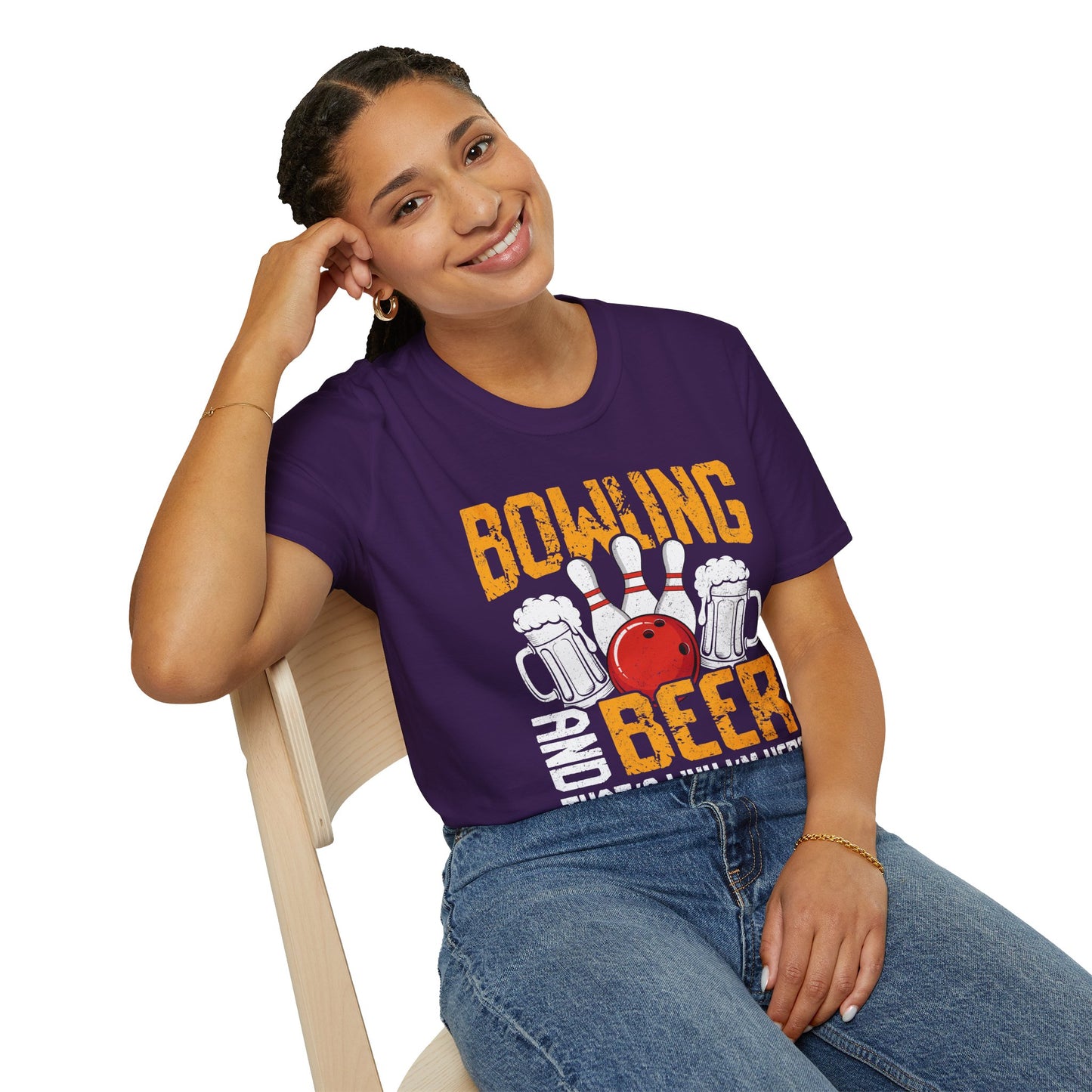 Bowling & Beer Softstyle Tee – Fun Game Night Vibes, All‑Day Comfort, Perfect Gift for Bowlers & Backyard BBQ Fans