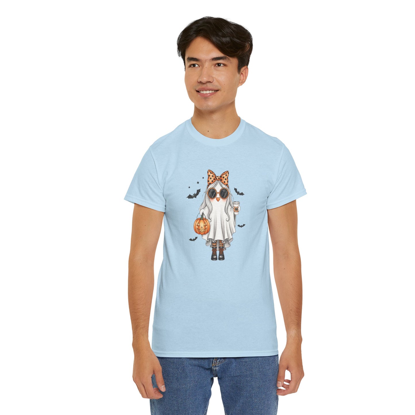 Spooky‑Cute Halloween Ghost Tee | Pumpkin Spice Vibes, Unisex Heavy Cotton Comfort for Fall Fun