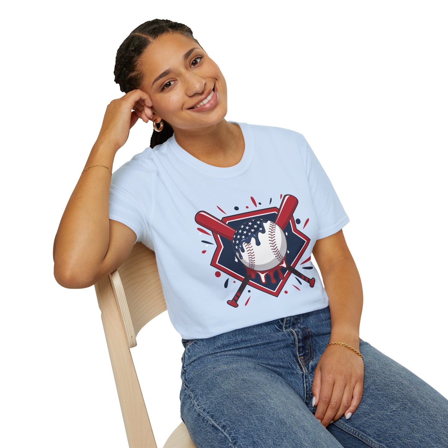 Patriotic Baseball Softstyle Tee – All‑Day Comfort, Game‑Day Pride, Perfect 4th of July & Father’s Day Gift