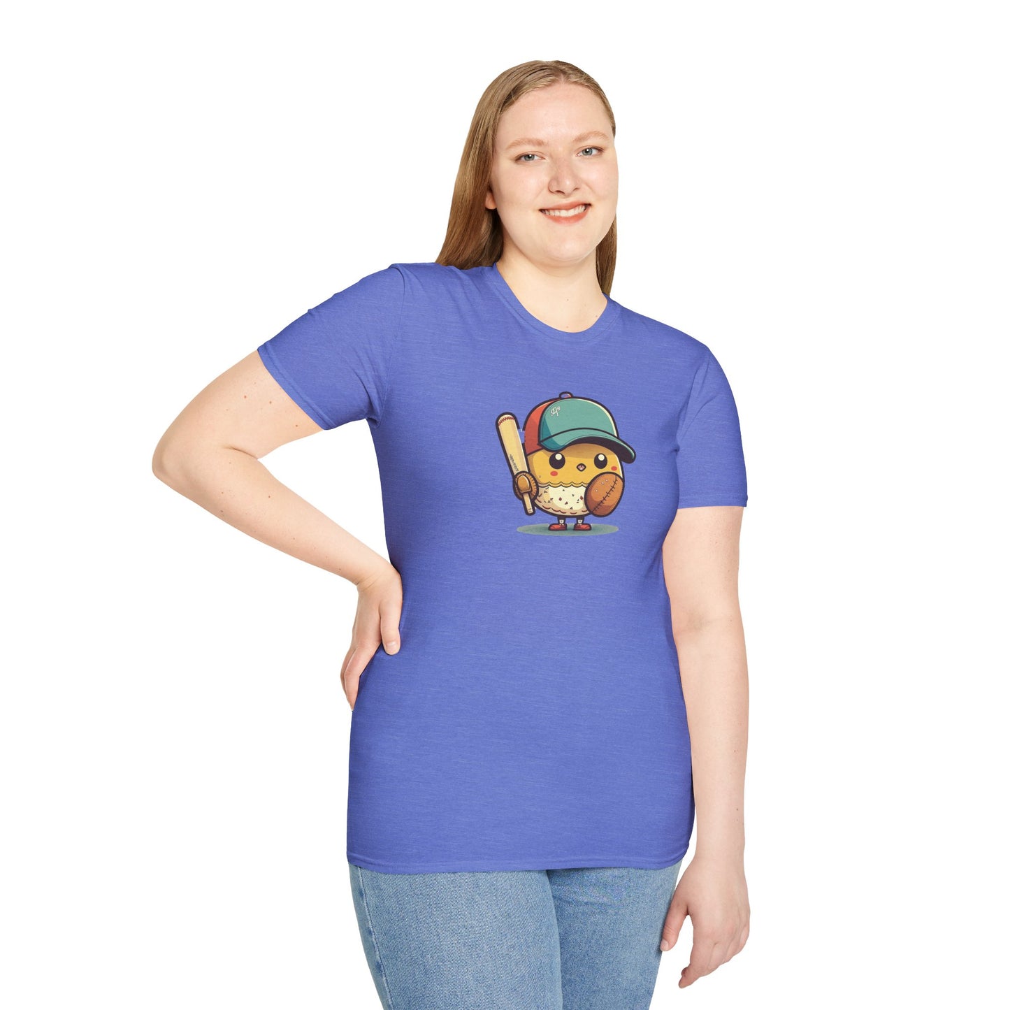 Playful Baseball Chick Softstyle Tee 🐥⚾ | Cute Unisex Comfort for Sports Lovers, Spring Fun & Everyday Style