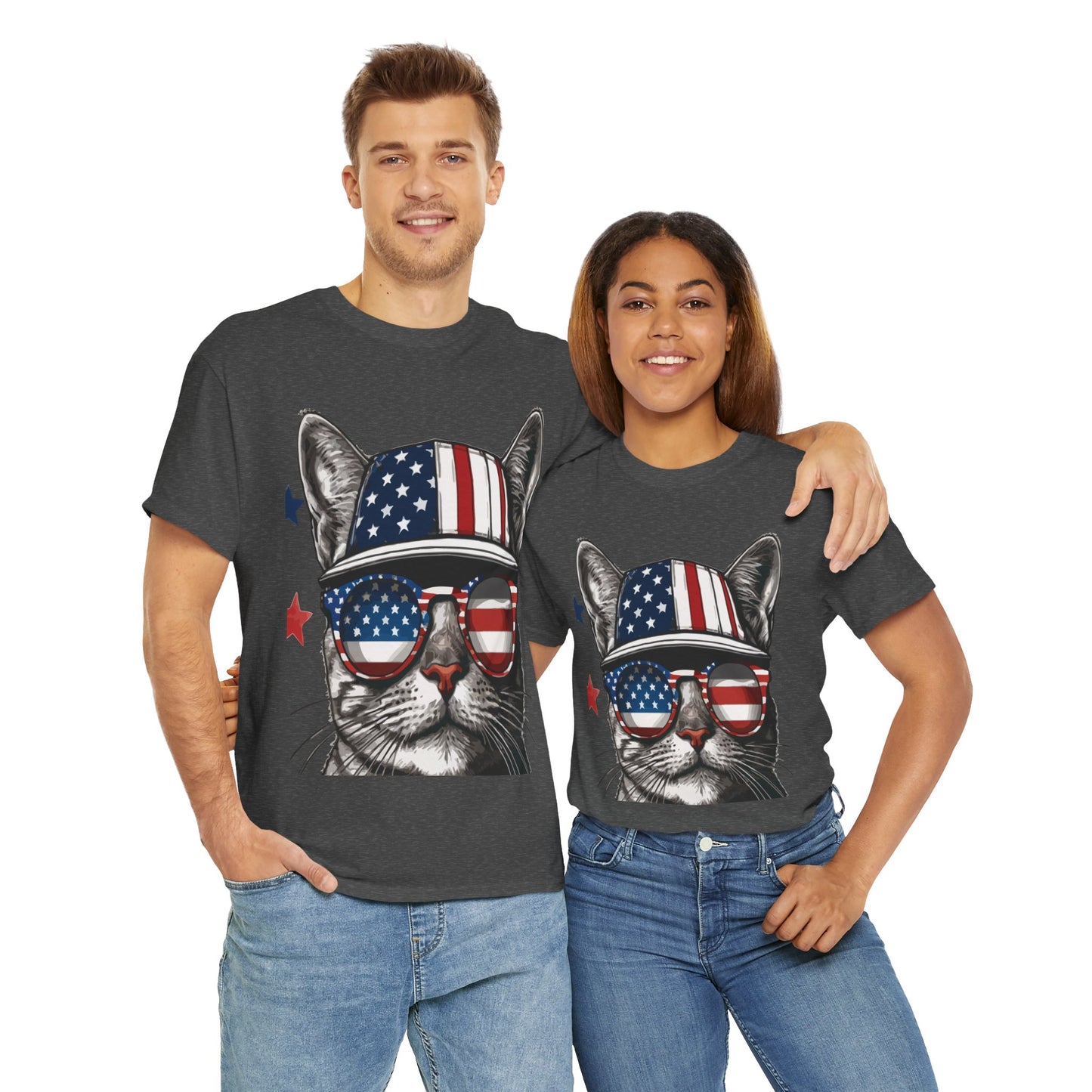 Patriotic Cat T‑Shirt – Festive USA Sunglasses Tee for Proud Pet Lovers & Summer Celebrations