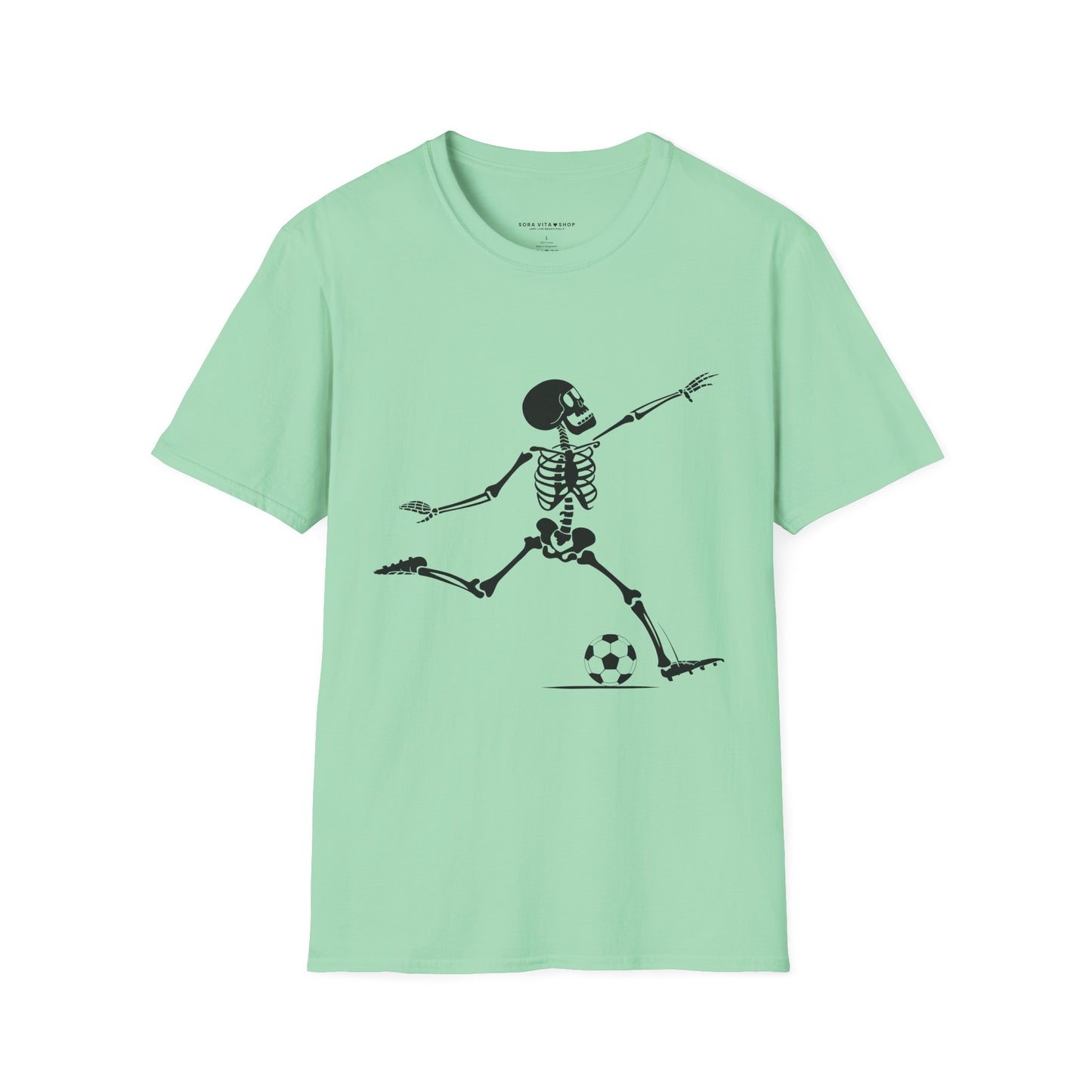 Playful Skeleton Soccer Softstyle Tee – Fun Halloween Vibes, All‑Day Comfort, Perfect Gift for Soccer Lovers & Party Nights