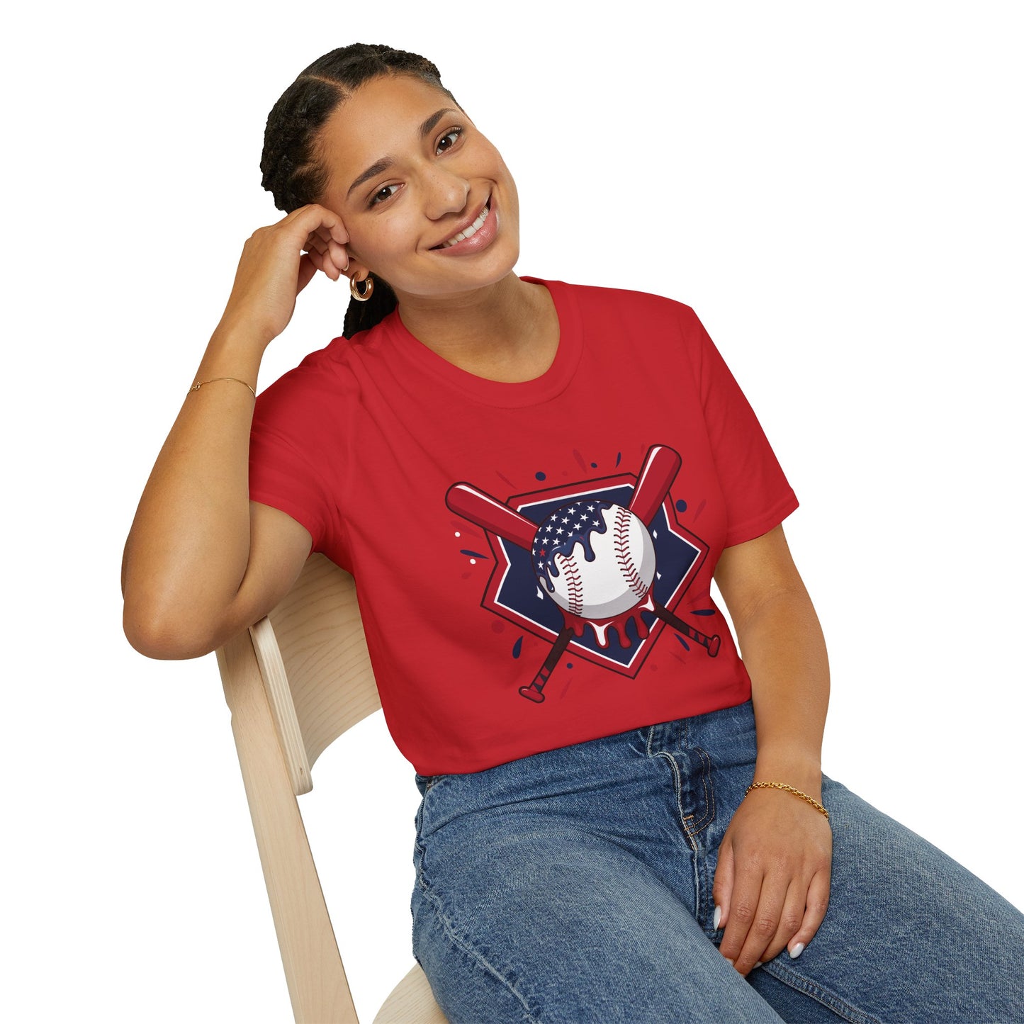 Patriotic Baseball Softstyle Tee – All‑Day Comfort, Game‑Day Pride, Perfect 4th of July & Father’s Day Gift
