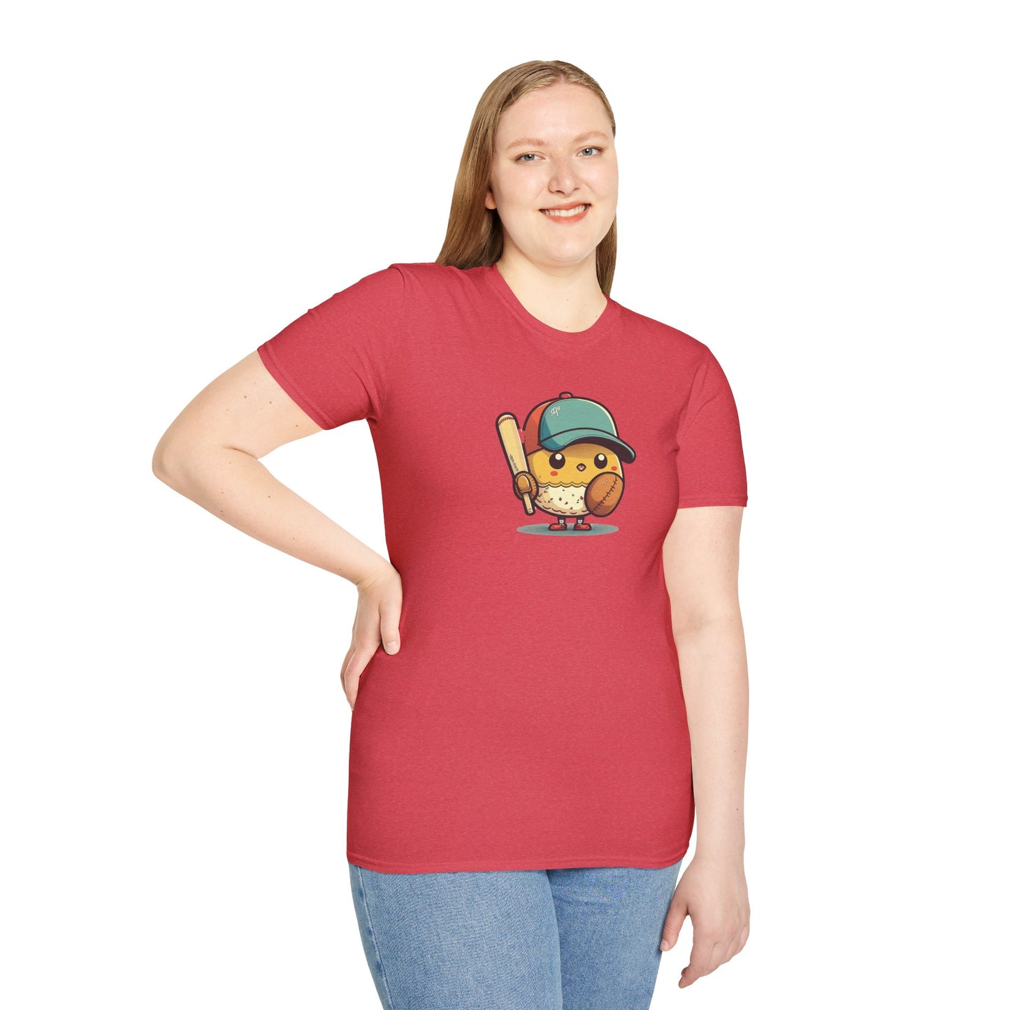 Playful Baseball Chick Softstyle Tee 🐥⚾ | Cute Unisex Comfort for Sports Lovers, Spring Fun & Everyday Style