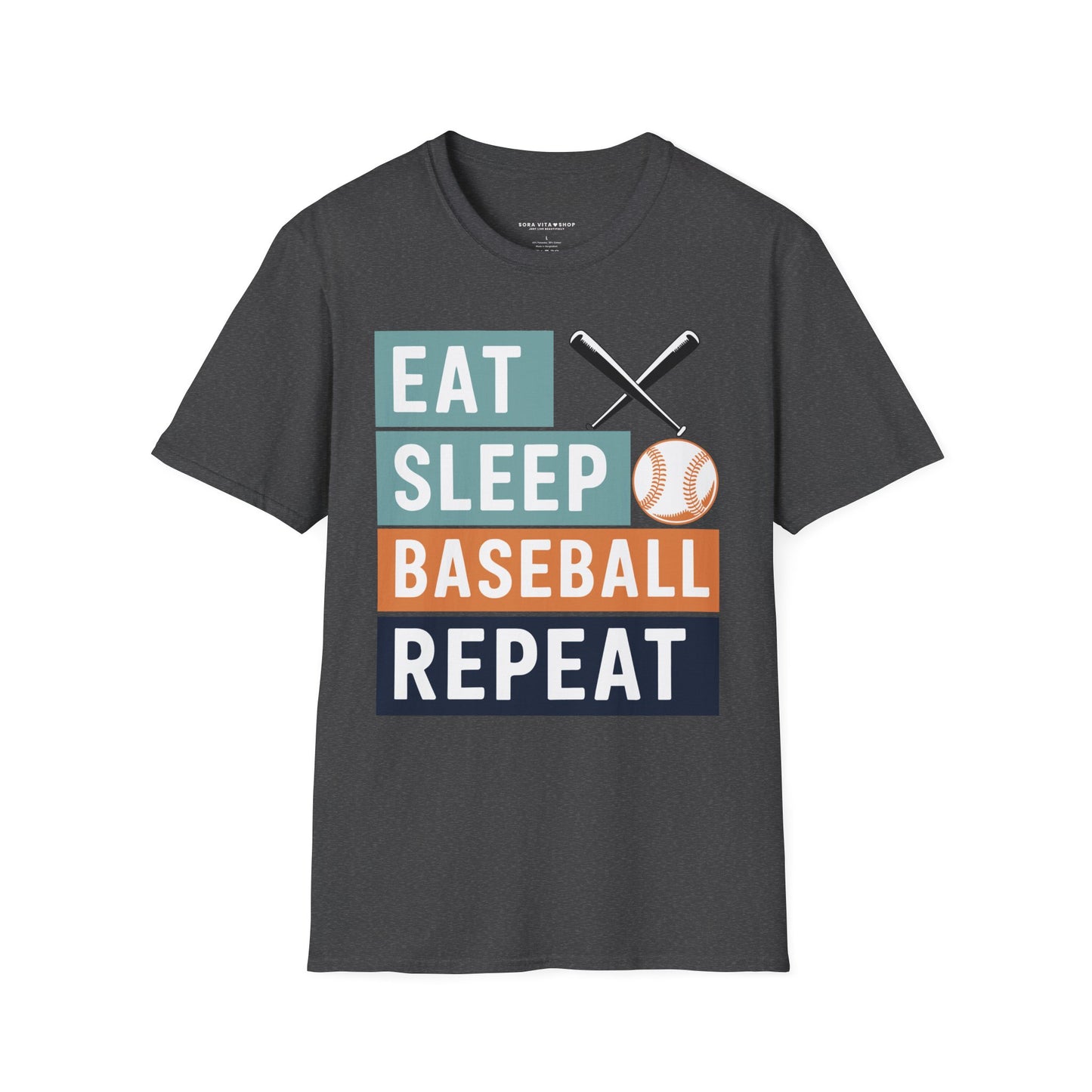 Eat Sleep Baseball Repeat T‑Shirt – Funny Baseball Lover Tee for Game Days, Players & Fans