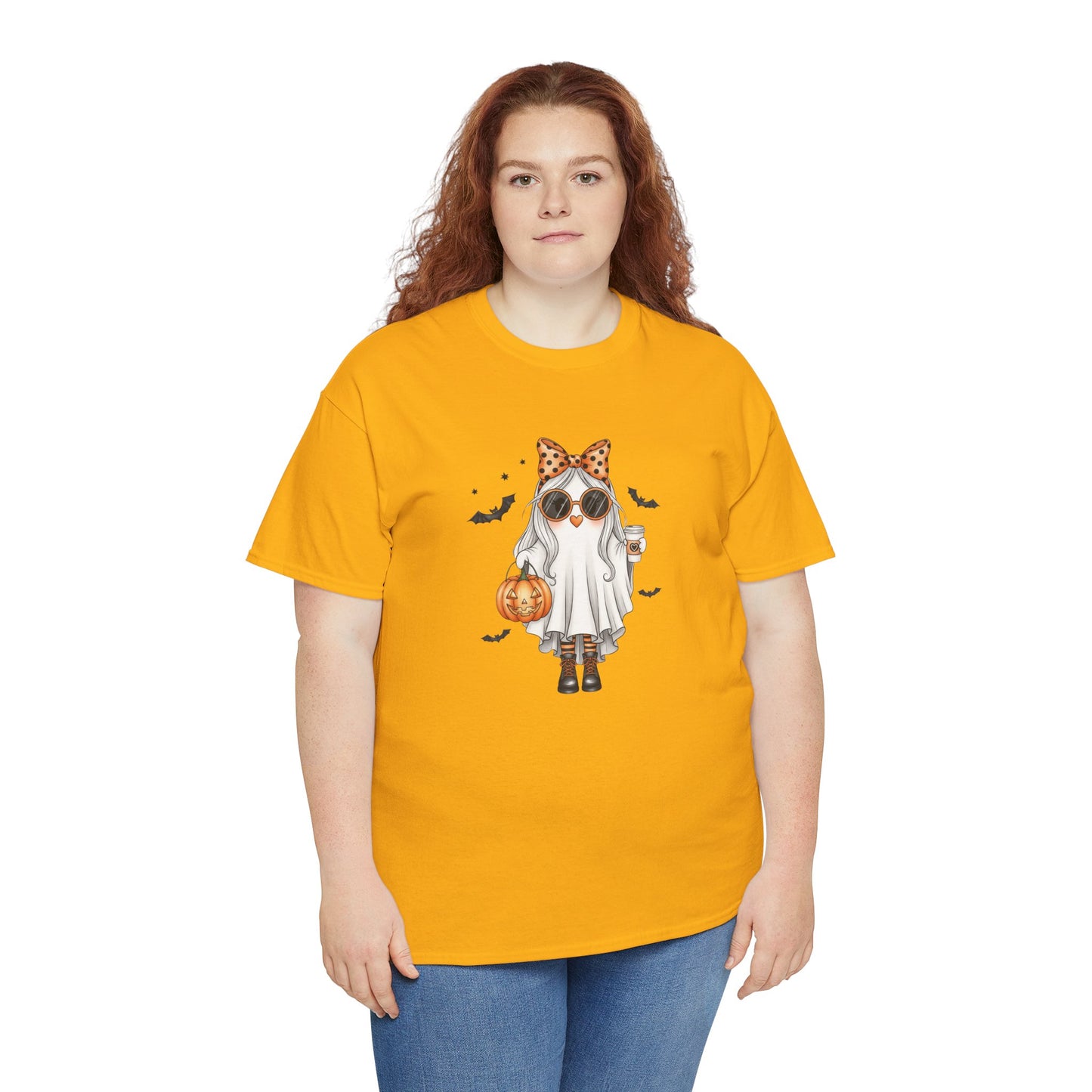 Spooky‑Cute Halloween Ghost Tee | Pumpkin Spice Vibes, Unisex Heavy Cotton Comfort for Fall Fun