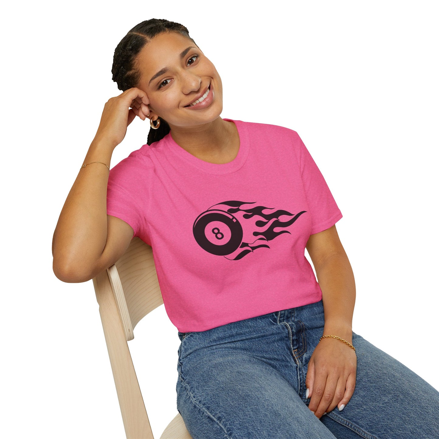 Flame Tattoo 8‑Ball Softstyle Tee – Vintage Billiards Vibes, All‑Day Comfort, Perfect Gift for Pool Lovers & Game Night Legends