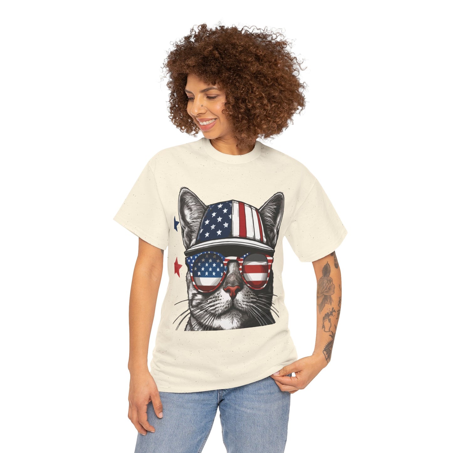 Patriotic Cat T‑Shirt – Festive USA Sunglasses Tee for Proud Pet Lovers & Summer Celebrations