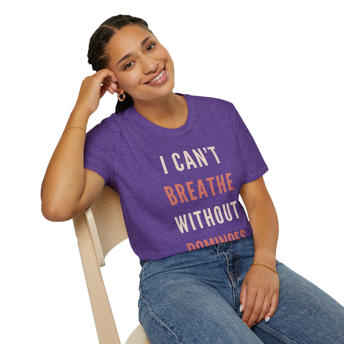 I Can’t Breathe Without Dominoes Tee – Funny Food Lover & Game Night Graphic Shirt