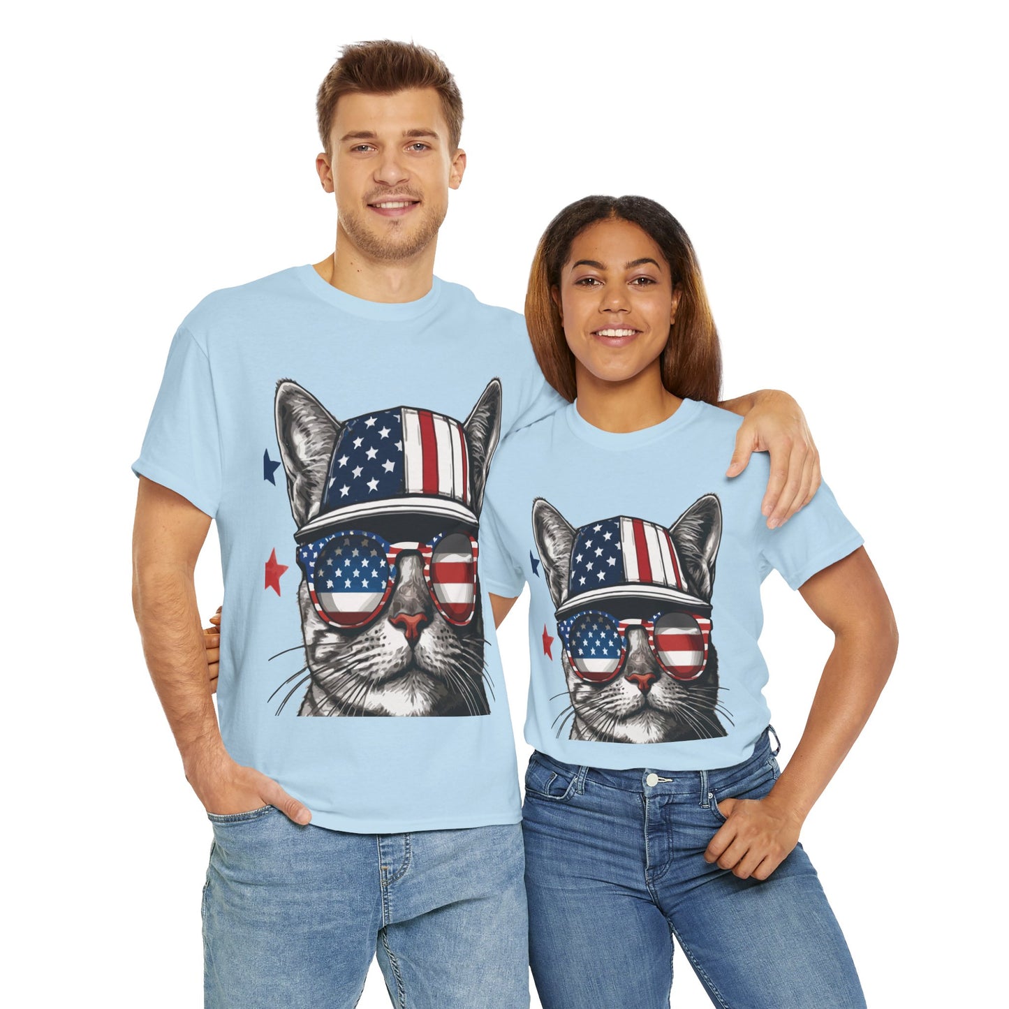 Patriotic Cat T‑Shirt – Festive USA Sunglasses Tee for Proud Pet Lovers & Summer Celebrations