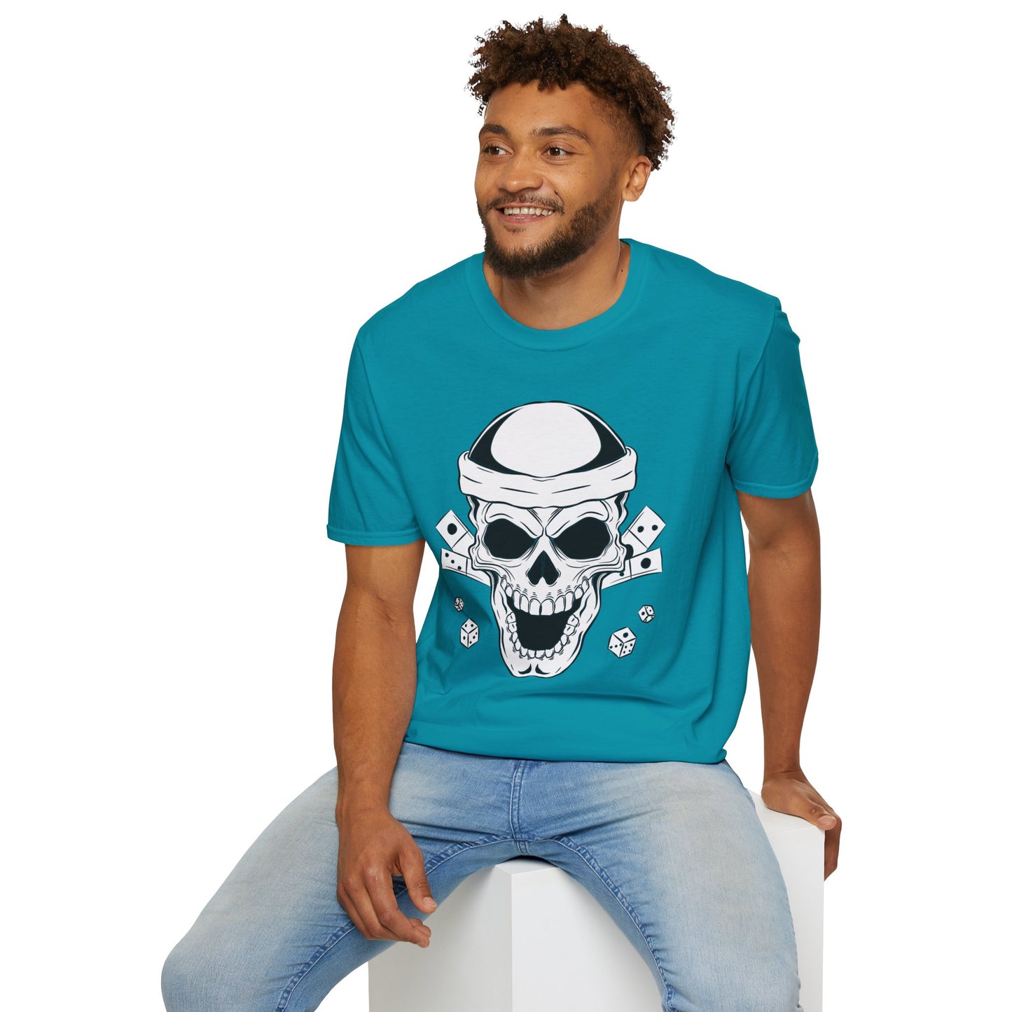 Skull & Dice Graphic T‑Shirt Unisex Softstyle Tee for Gamers, Halloween Nights & Everyday Bold Style
