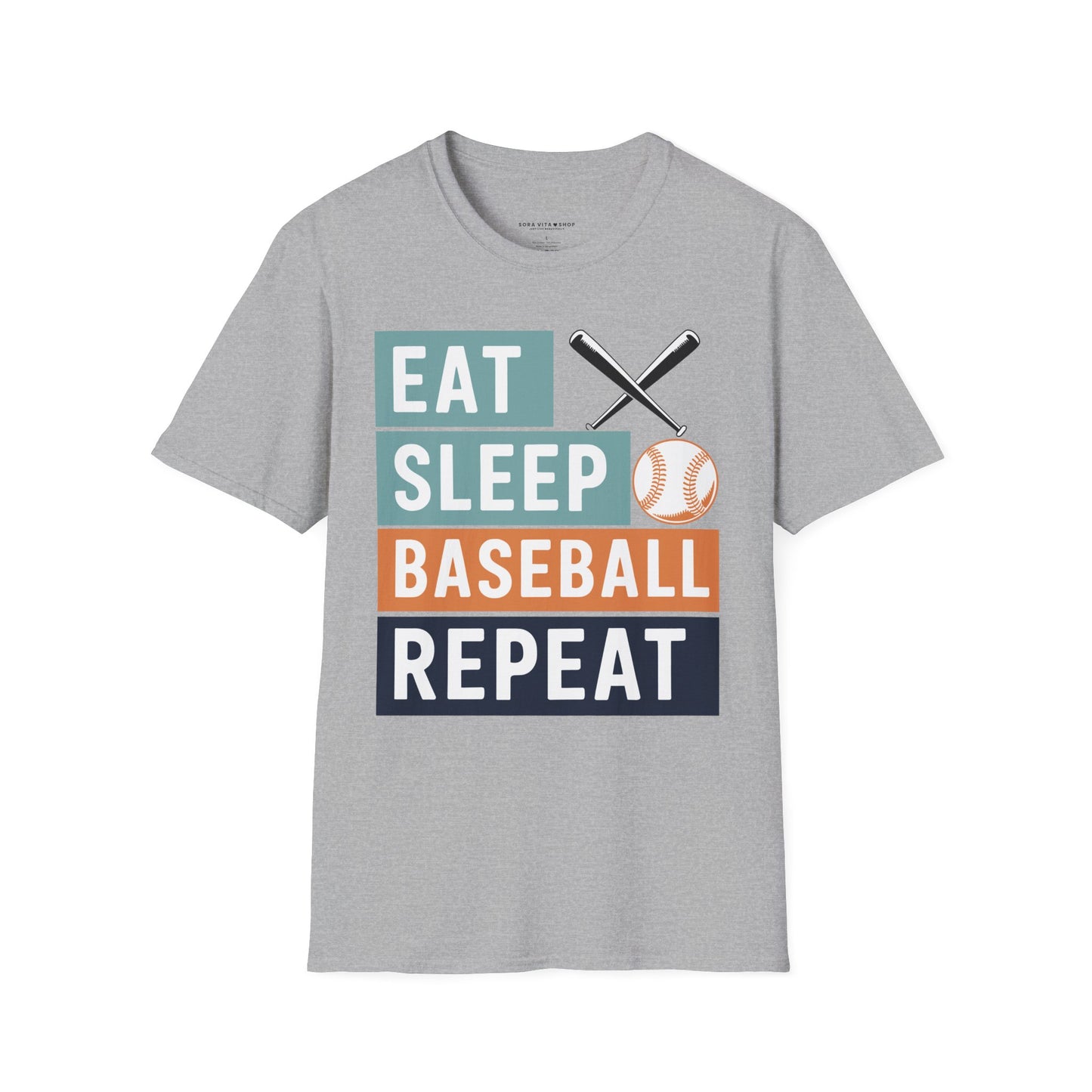 Eat Sleep Baseball Repeat T‑Shirt – Funny Baseball Lover Tee for Game Days, Players & Fans