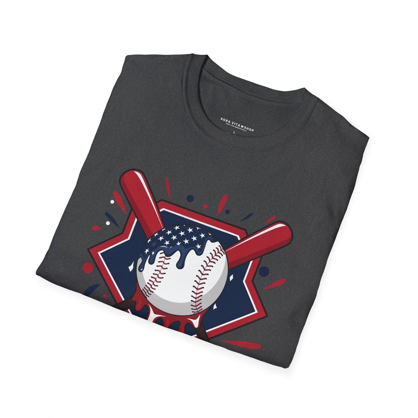 Patriotic Baseball Softstyle Tee – All‑Day Comfort, Game‑Day Pride, Perfect 4th of July & Father’s Day Gift