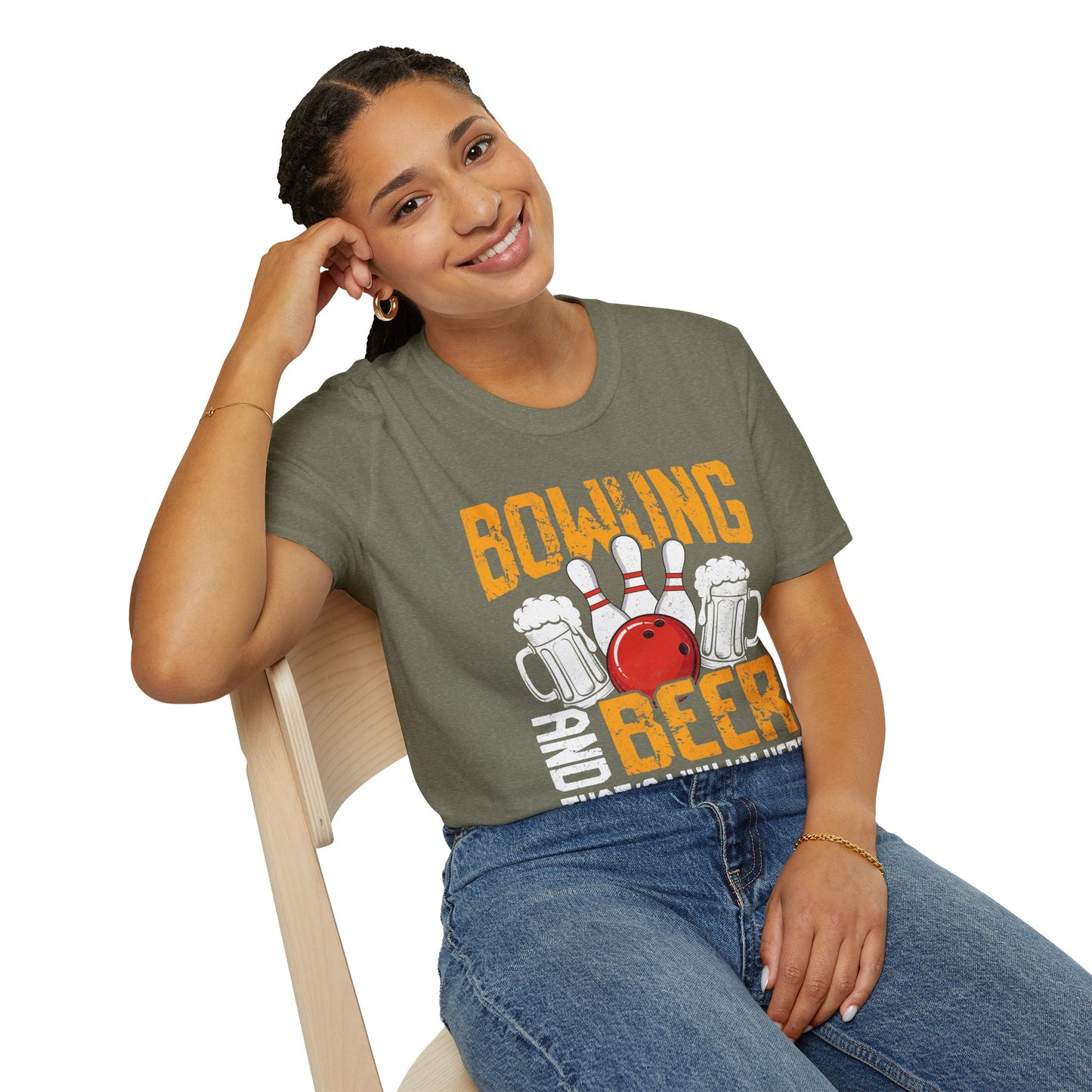 Bowling & Beer Softstyle Tee – Fun Game Night Vibes, All‑Day Comfort, Perfect Gift for Bowlers & Backyard BBQ Fans