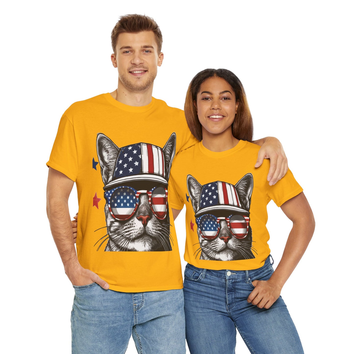 Patriotic Cat T‑Shirt – Festive USA Sunglasses Tee for Proud Pet Lovers & Summer Celebrations