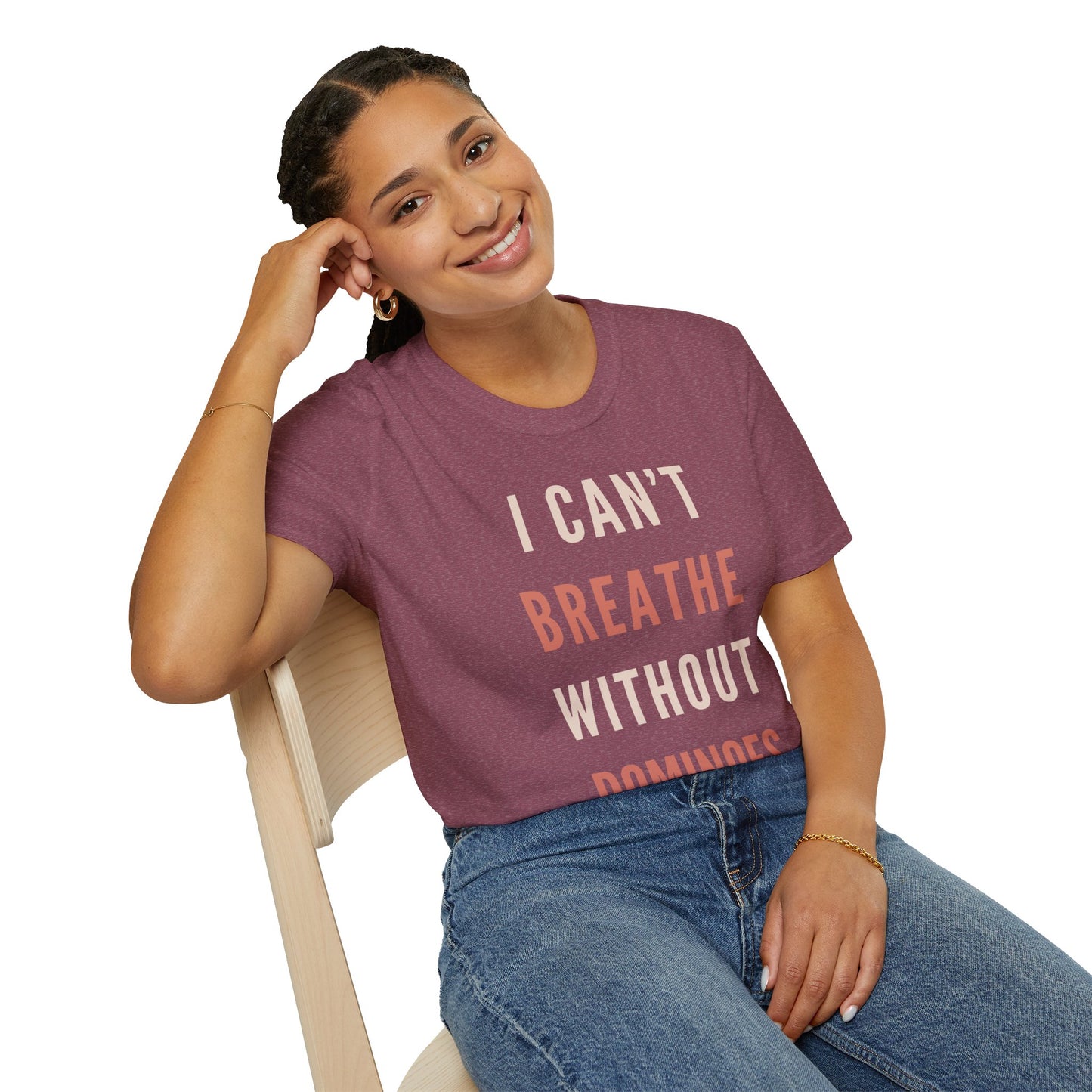 I Can’t Breathe Without Dominoes Tee – Funny Food Lover & Game Night Graphic Shirt