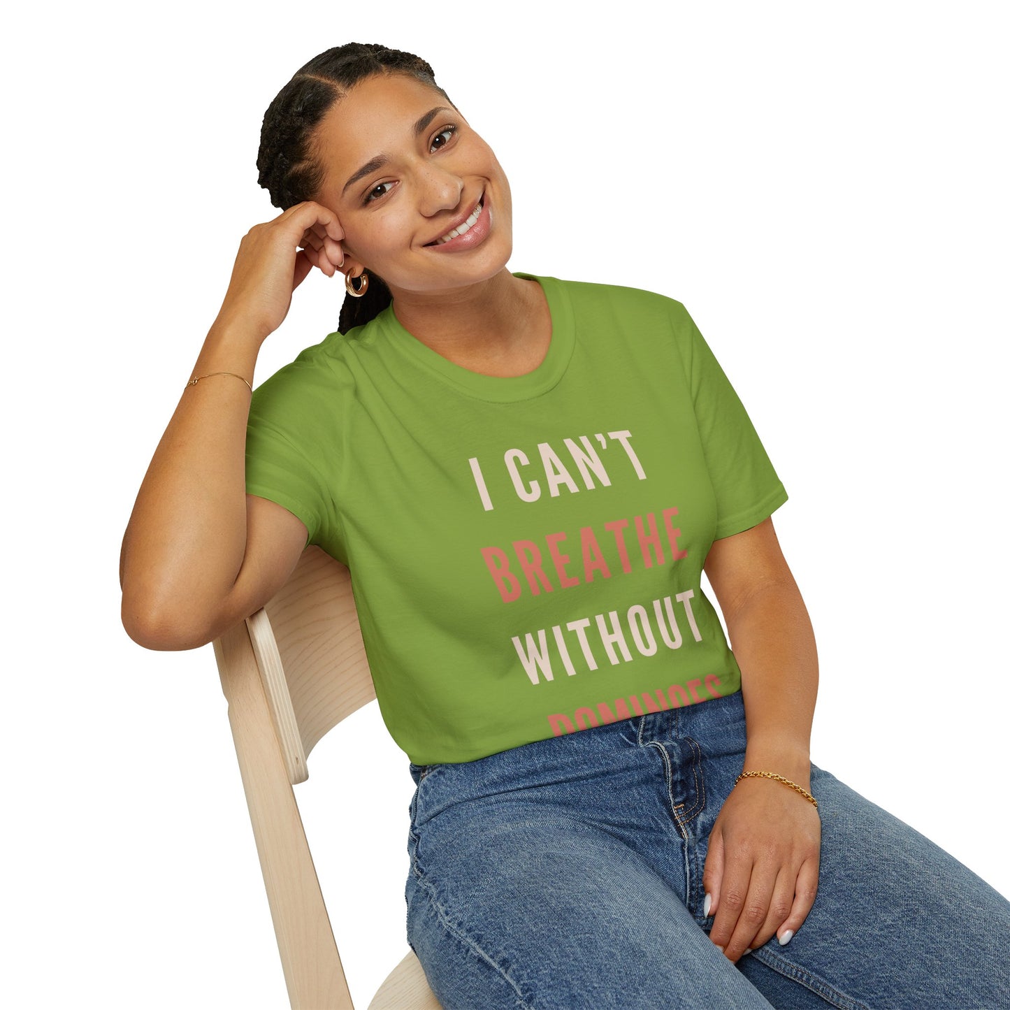 I Can’t Breathe Without Dominoes Tee – Funny Food Lover & Game Night Graphic Shirt