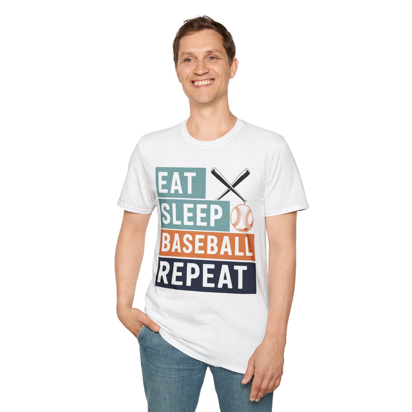 Eat Sleep Baseball Repeat T‑Shirt – Funny Baseball Lover Tee for Game Days, Players & Fans
