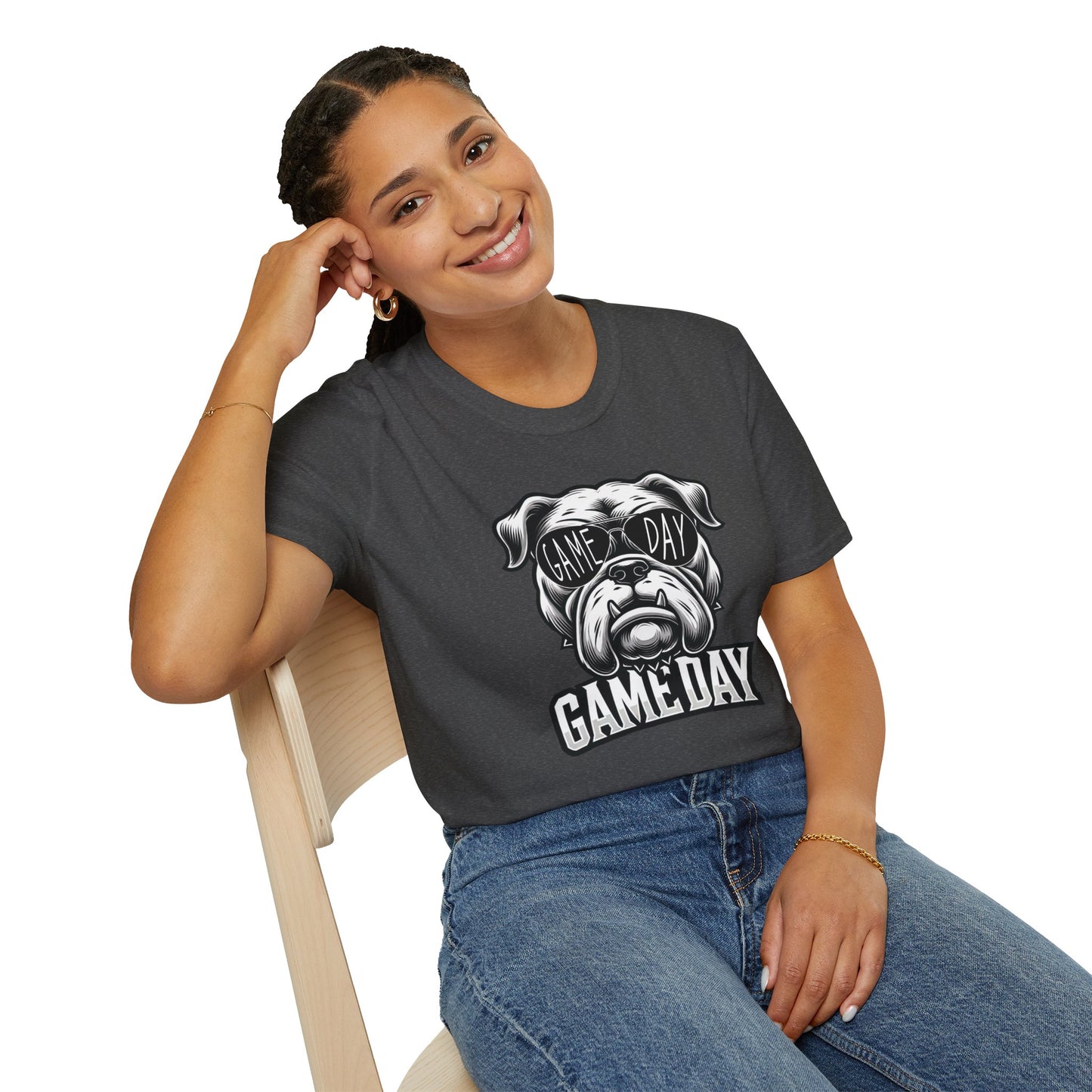 Game Day Bulldog Tee | Unisex Softstyle Comfort for Pet Lovers, Sports Fans & Everyday Style
