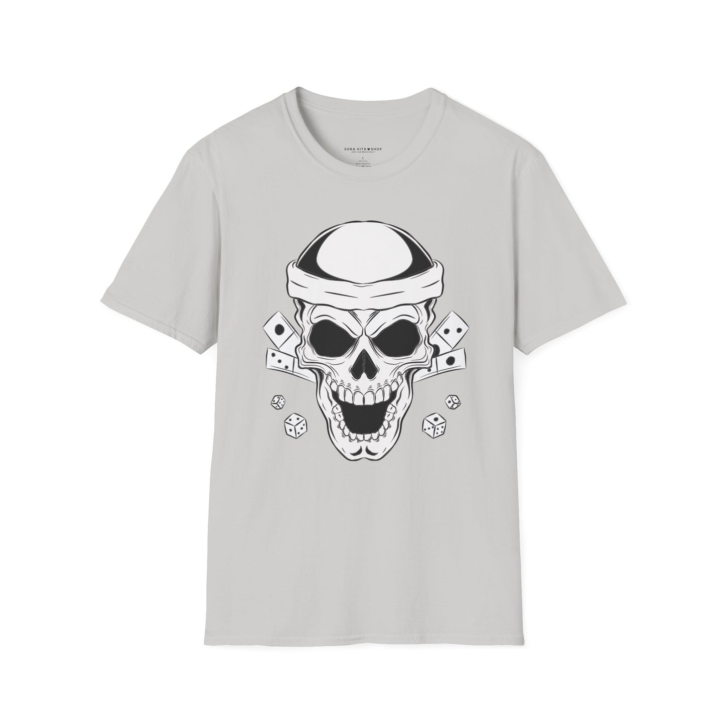 Skull & Dice Graphic T‑Shirt Unisex Softstyle Tee for Gamers, Halloween Nights & Everyday Bold Style