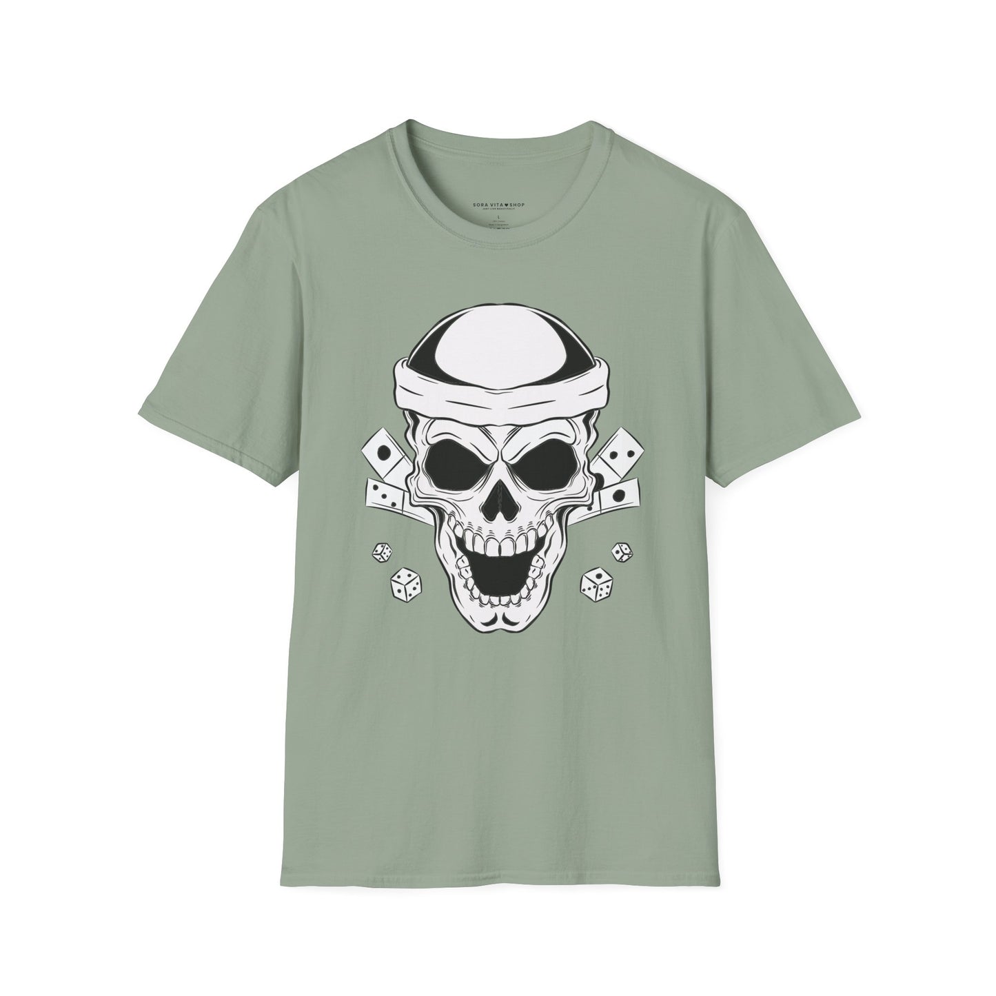 Skull & Dice Graphic T‑Shirt Unisex Softstyle Tee for Gamers, Halloween Nights & Everyday Bold Style