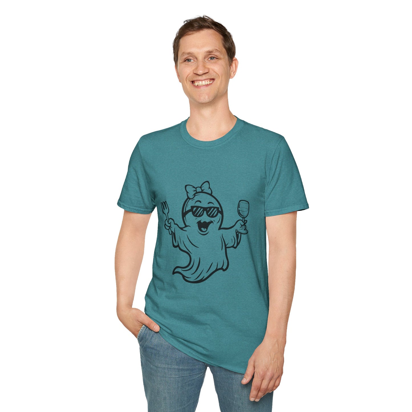 Ghostly Wine Lover Tee – Funny Halloween & Party Shirt for Spooky Wine Fans
