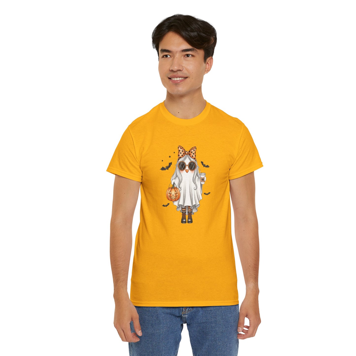 Spooky‑Cute Halloween Ghost Tee | Pumpkin Spice Vibes, Unisex Heavy Cotton Comfort for Fall Fun